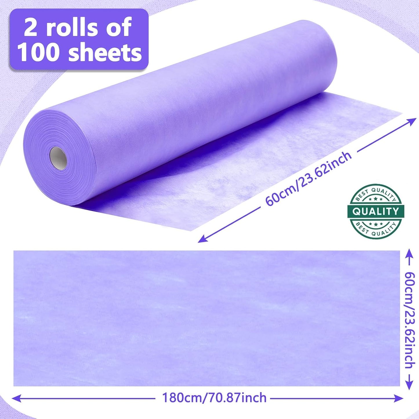 Tudomro 2 Roll Disposable Non Woven Bed Sheets 24 x 71 Inch Massage Table Paper Covers Non Woven