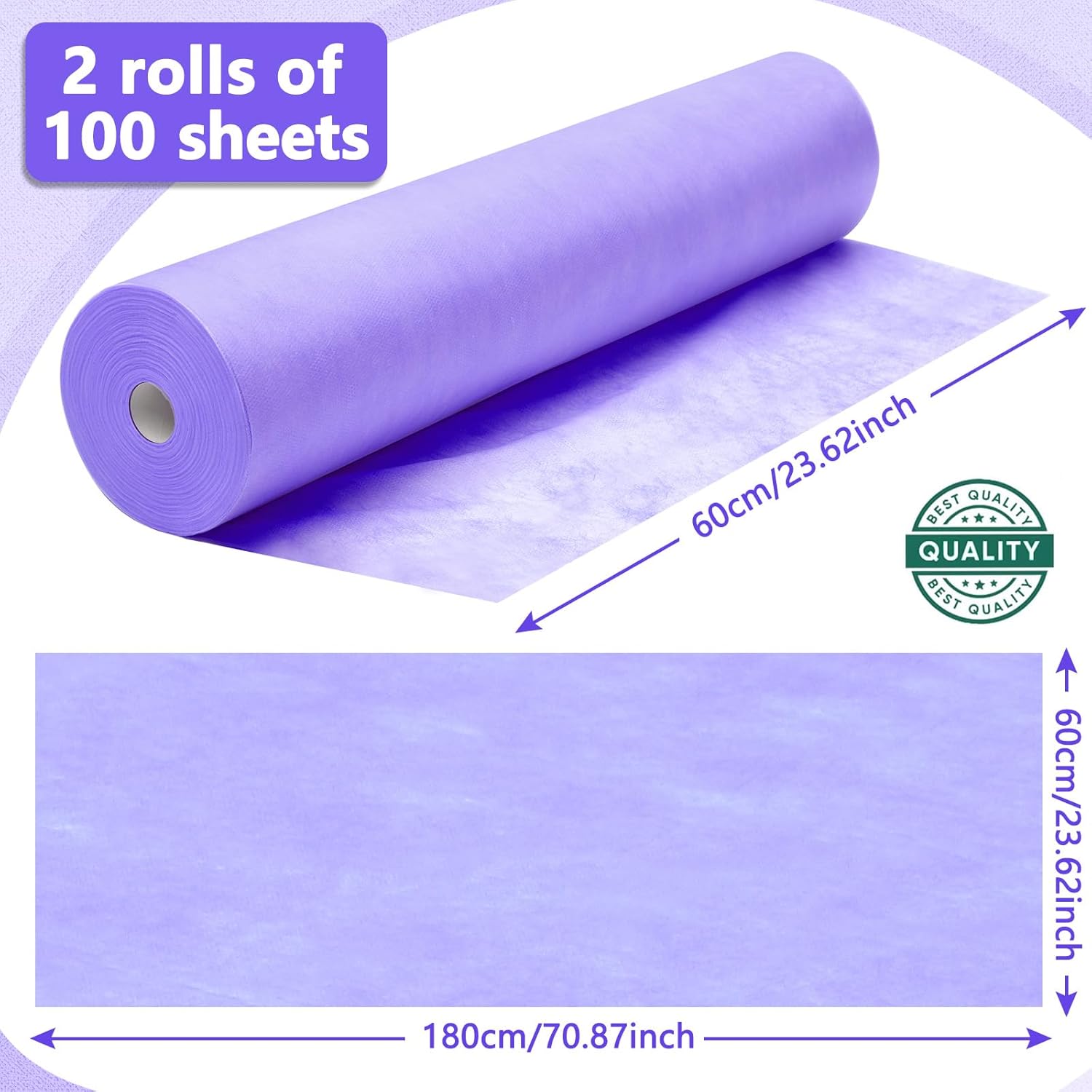Tudomro 2 Roll Disposable Non Woven Bed Sheets 24 x 71 Inch Massage Table Paper Covers Non Woven