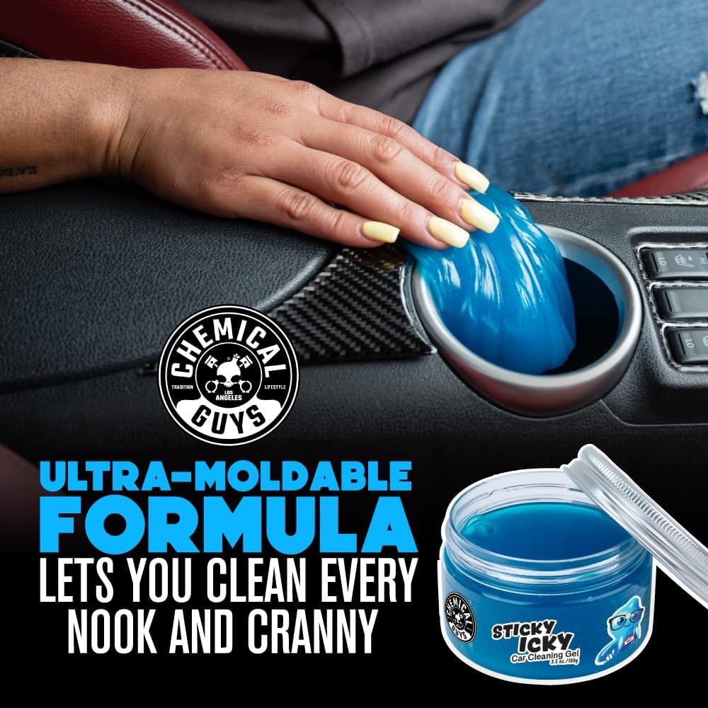 Chemical Guys Sticky Icky Car Cleaning Gel, Green Apple Scent - Detailing Gel for Vents, Keyboards