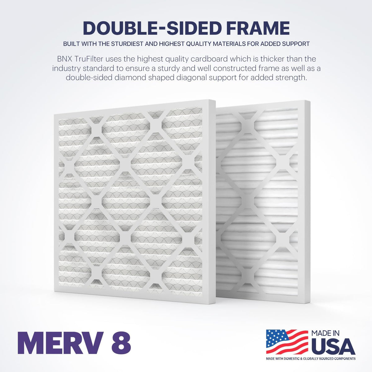 BNX TruFilter 24x24x1 Air Filter MERV 8 (4-Pack) - MADE IN USA – Air Conditioner HVAC AC Furnace