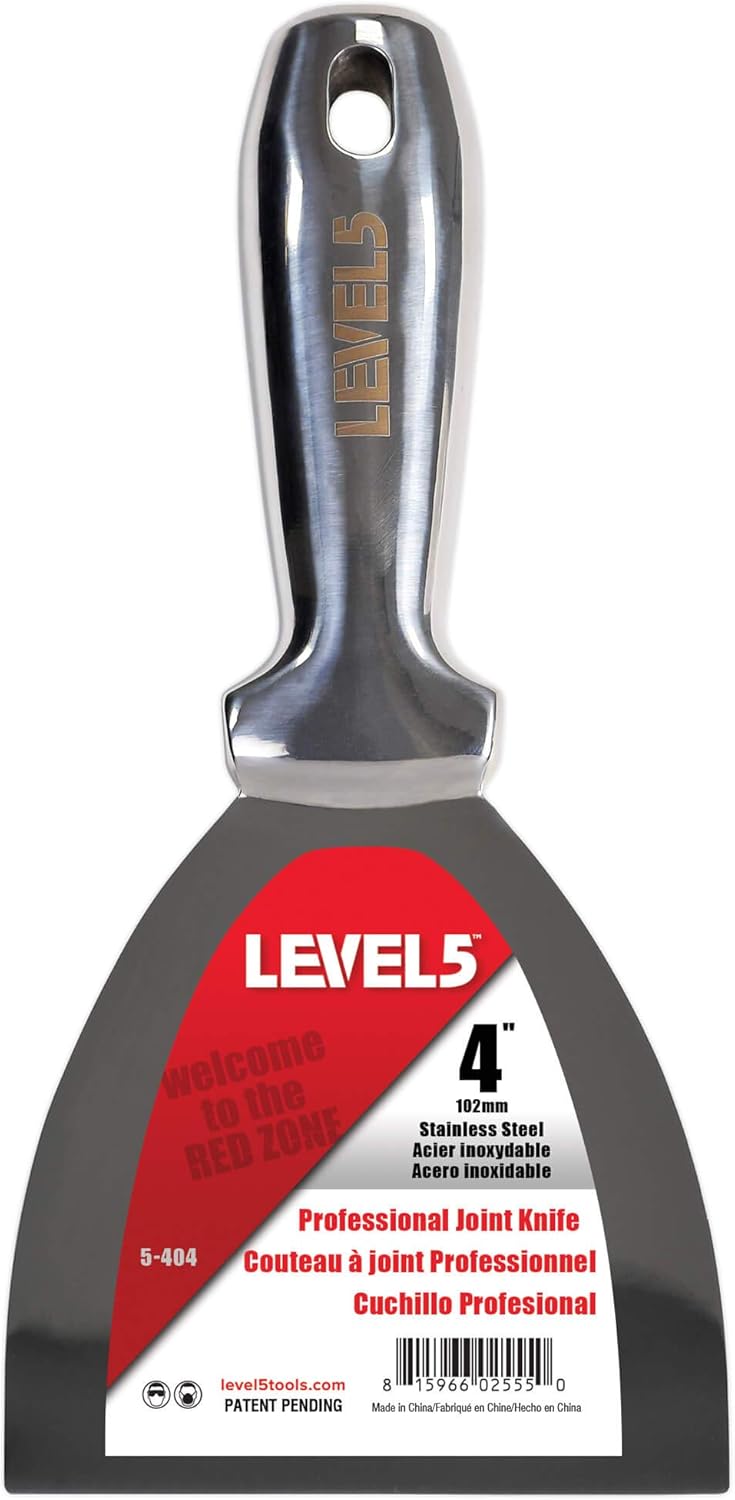 4" All Stainless Steel Joint Knife - LEVEL5 | Professional Grade Putty Blade, Premium Polished