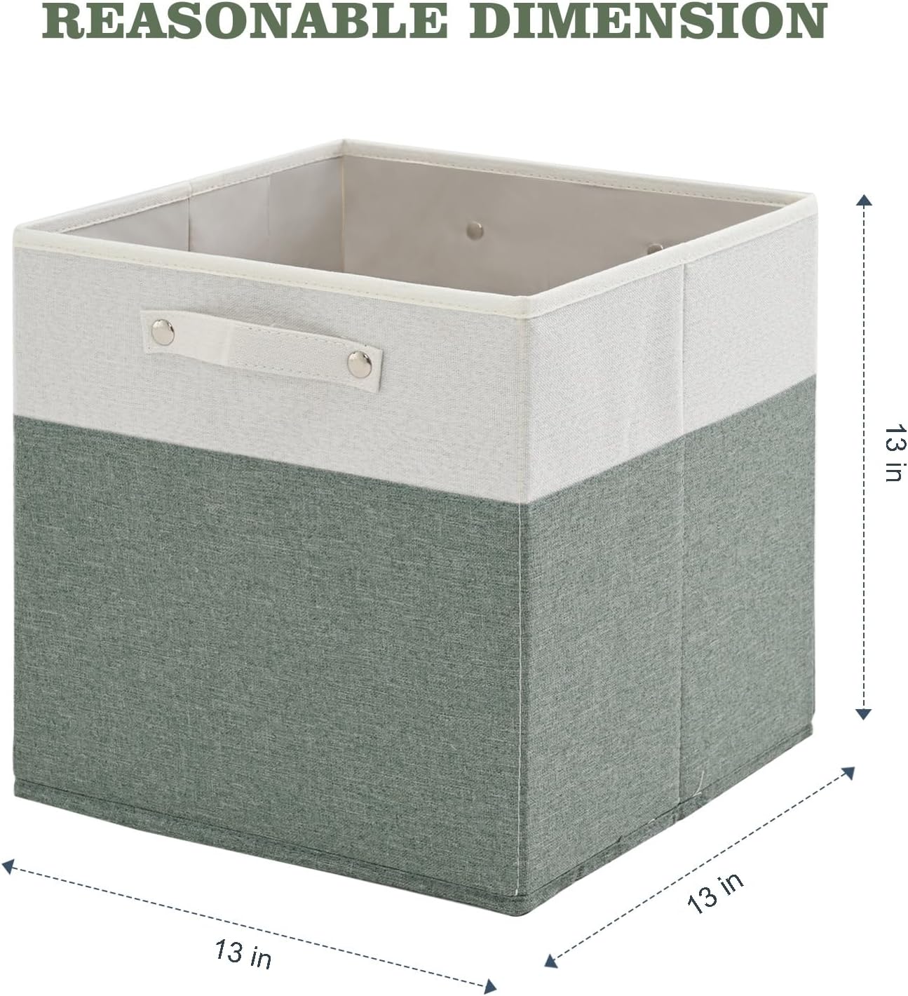 13 x 13 Inch Fine Linen Storage Bins with Handles，Fabric Cube Boxs，Collapsible Basket Organizers
