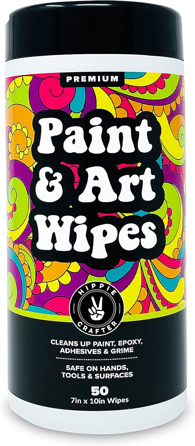 Paint and Art Wipes, Heavy-Duty Cleaner for Paint, Epoxy, Glue, Latex & Acrylic Stains, 1 Pack (50
