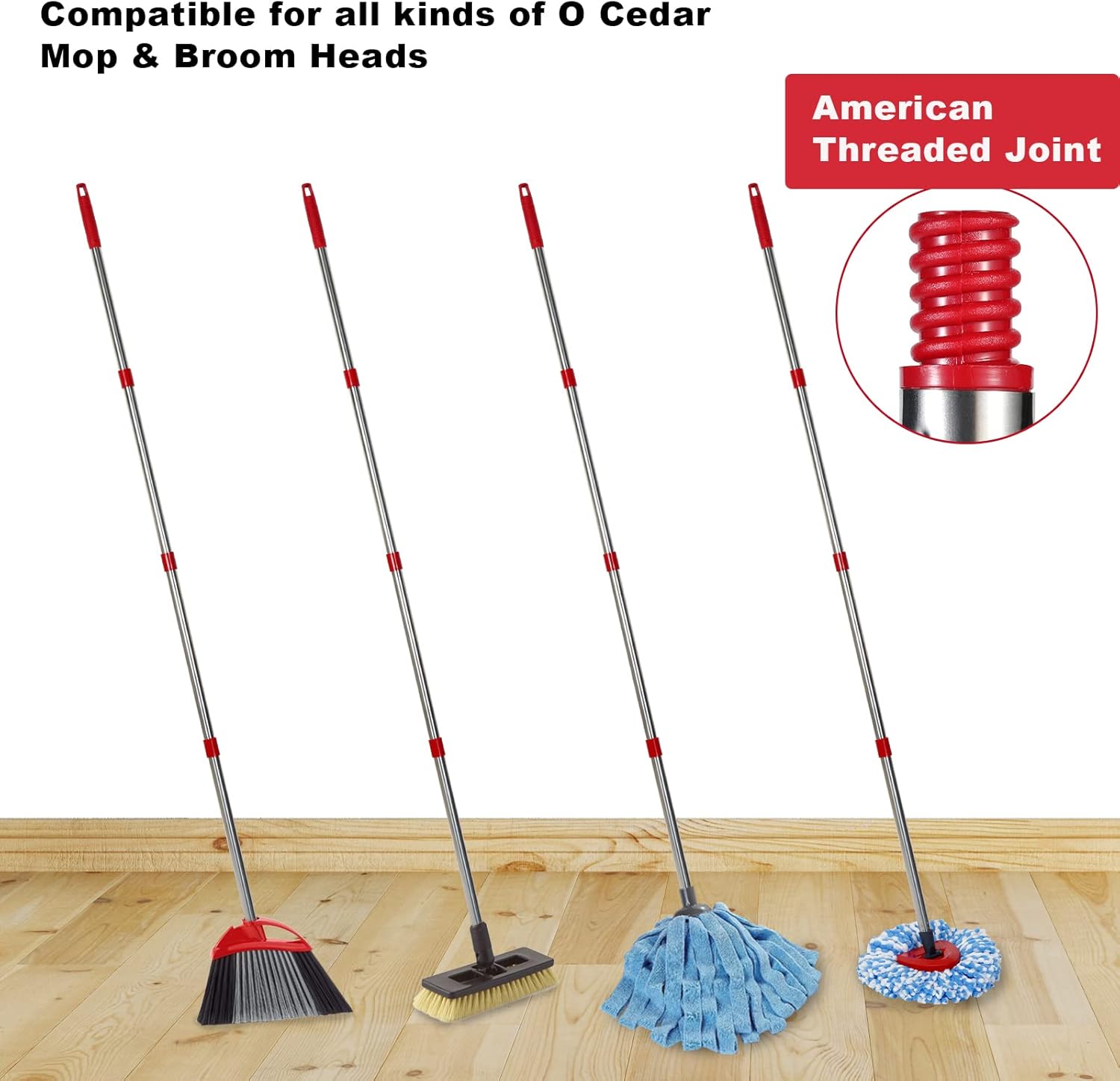 Spin Mop Replacement Handle - 4 Section Mop or Broom Handle/Stick Compatible with O Cedar Spin Mop