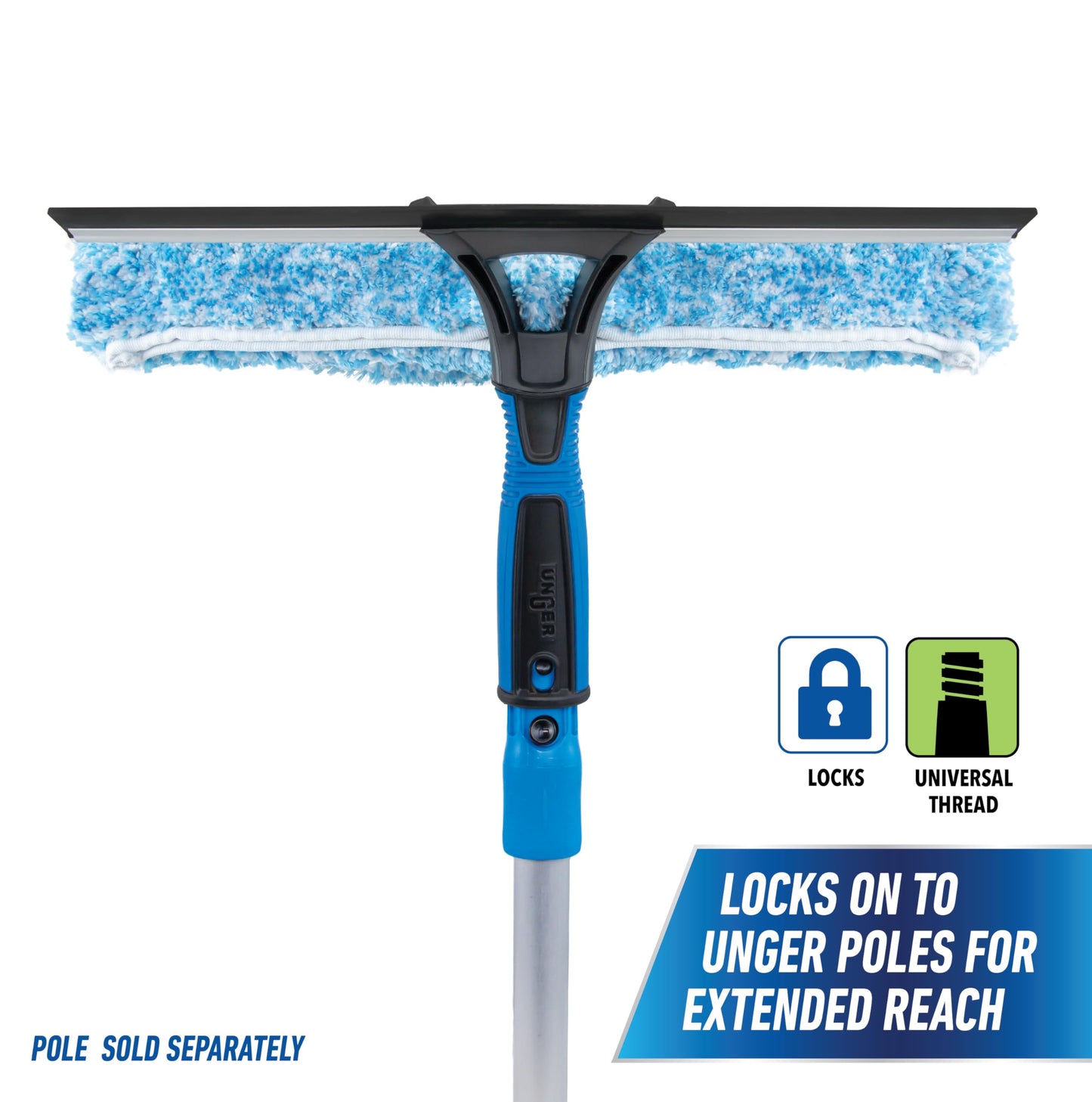 Unger Professional Connect and Clean 2-in-1 Squeegee and Scrubber, 14” Window Cleaning Tool