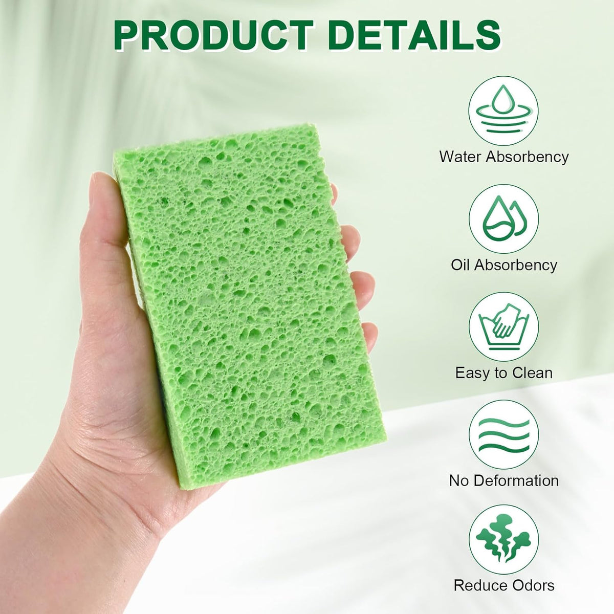 12-Pack Kitchen Sponges, Condense Eco Cellulose Non-Scratch Scrub Heavy Sponge for
