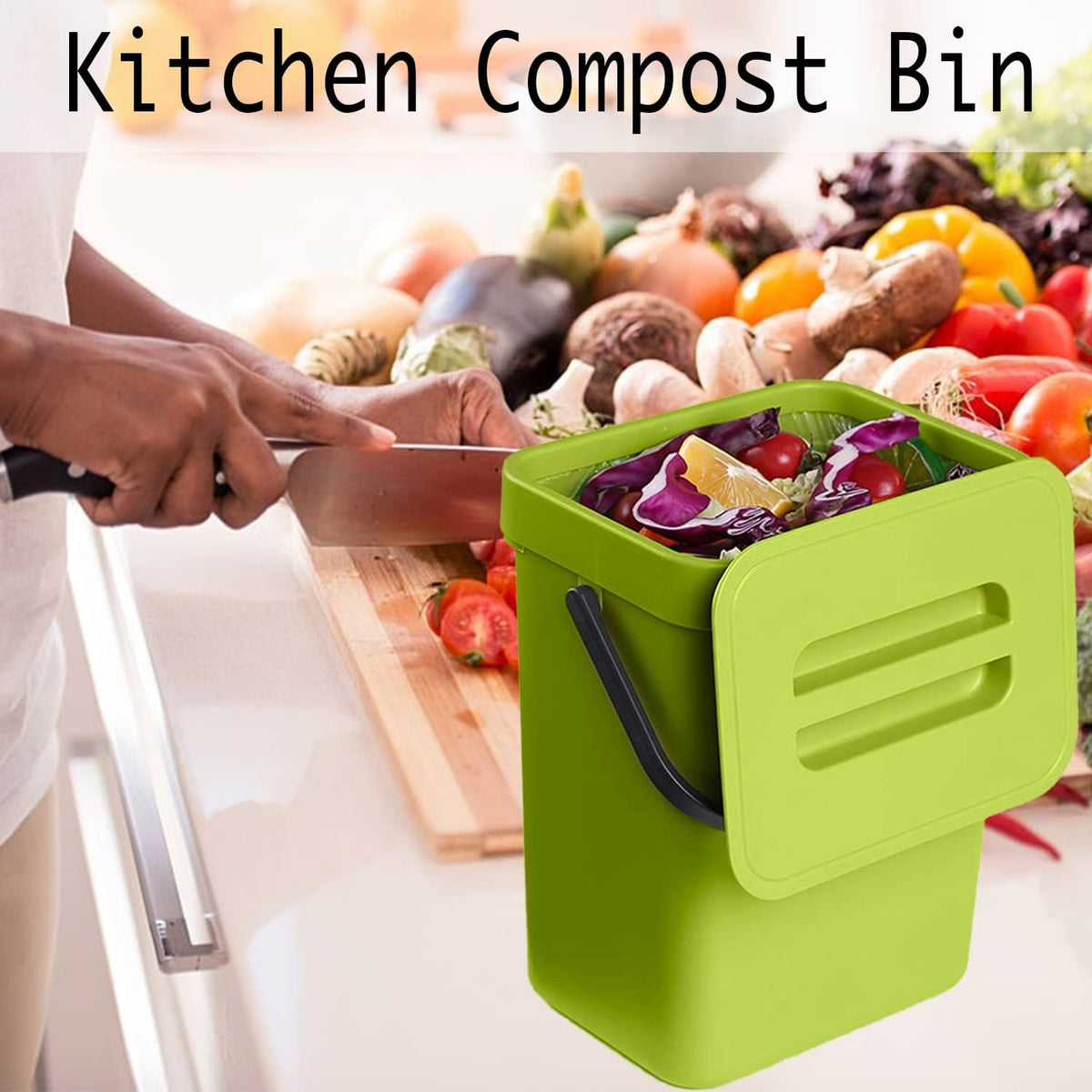 LALASTAR Small Plastic Trash Can, Hanging Small Trash Can with Lid Under Sink for Kitchen, Food