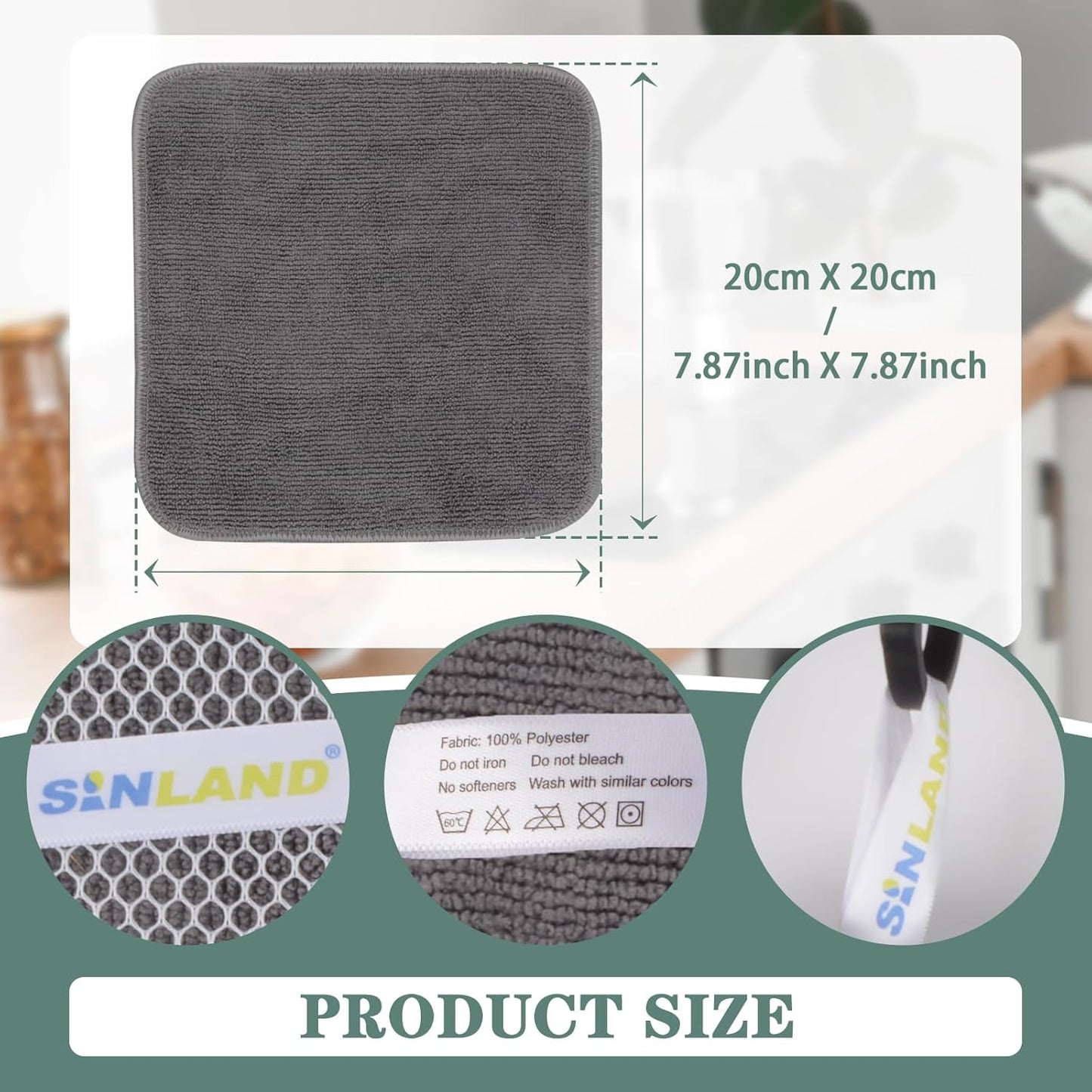 SINLAND Microfiber Dish Cloth for Washing Dishes Dish Washing Rags Best Kitchen Washcloth Cleaning