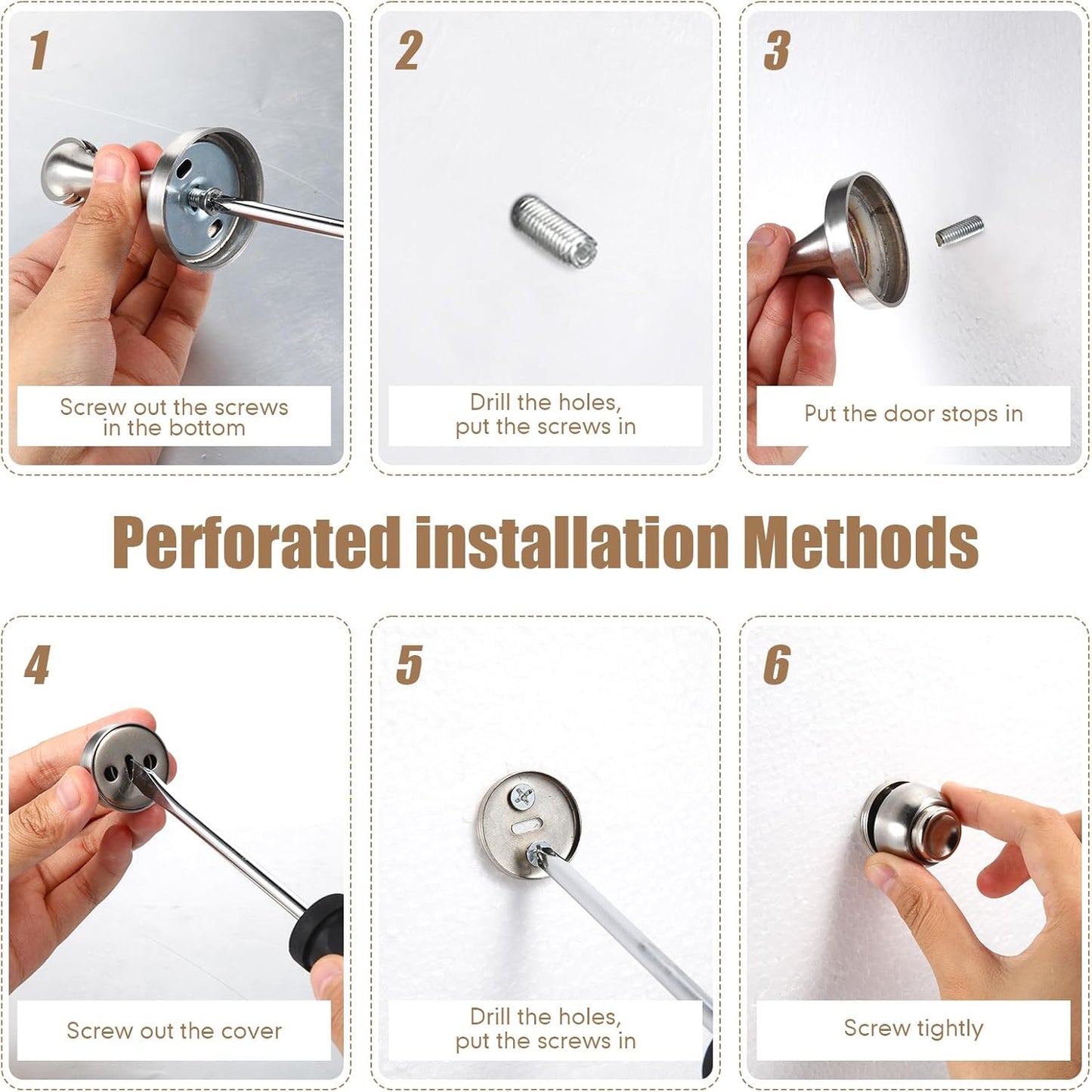 8 Pcs Magnetic Door Stoppers Stainless Steel Door Stops Magnetic Catch Holder with Screws for Wall