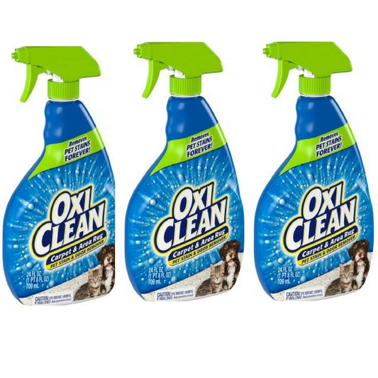 OxiClean Carpet and Rug Cleaner, Pet Stain and Odor Remover Spray, 24 fl oz (Pack of 3)