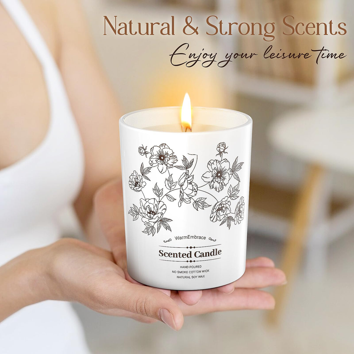 WarmEmbrace Deluxe Scented Candle for Women & Men, Vanilla Coconut, 8 Oz