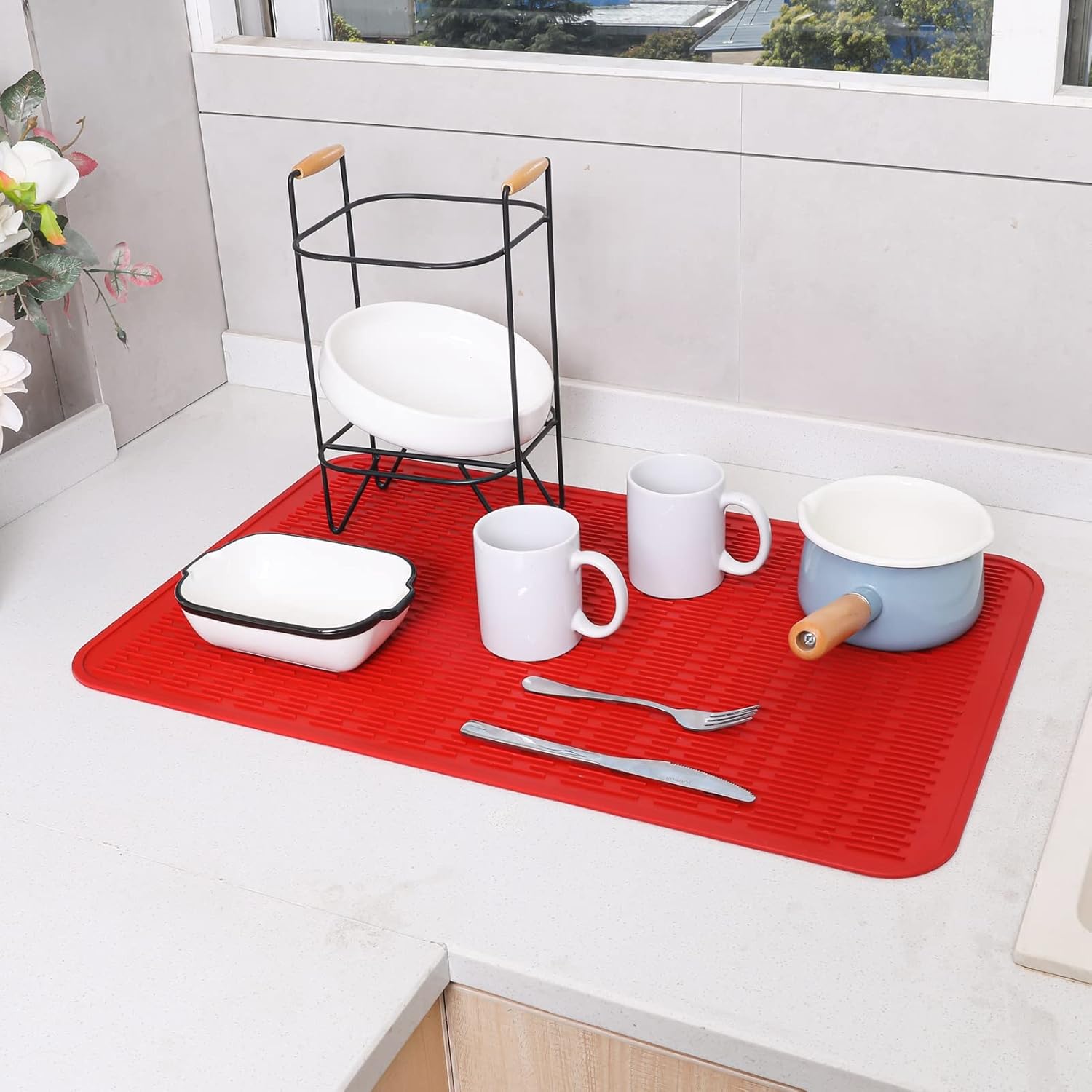 Silicone Dish Drying Mat for Multiple Usage,Easy clean,Eco-friendly,Heat-resistant Silicone Mat for