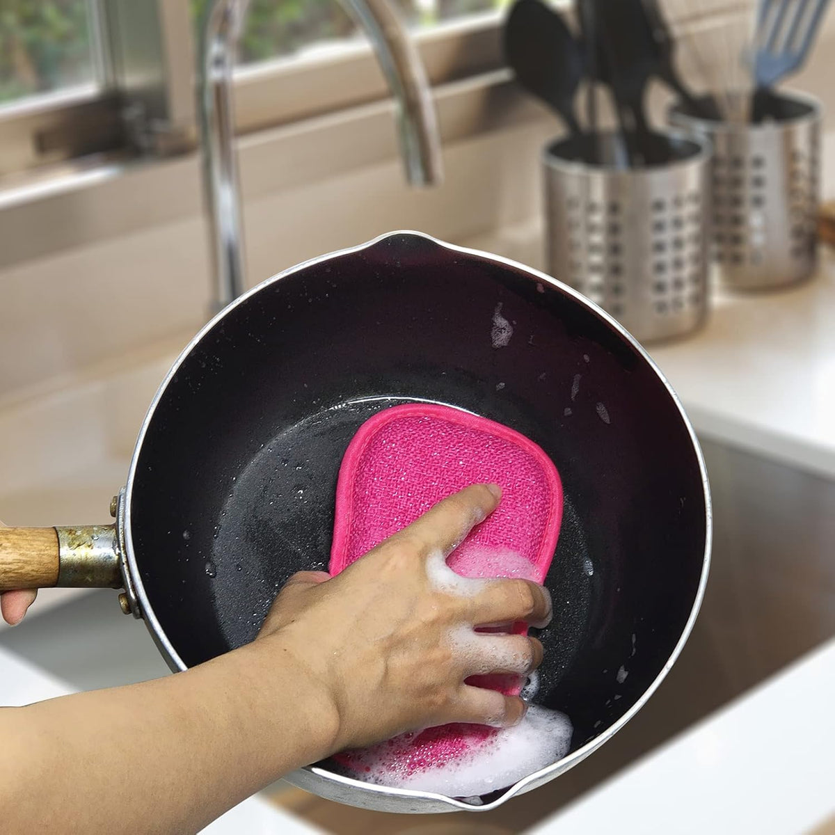 Kitchen Dish Sponge Scrubber Non Scratch, Dishcloth No Odor Reusable Washable Multipurpose Scrub
