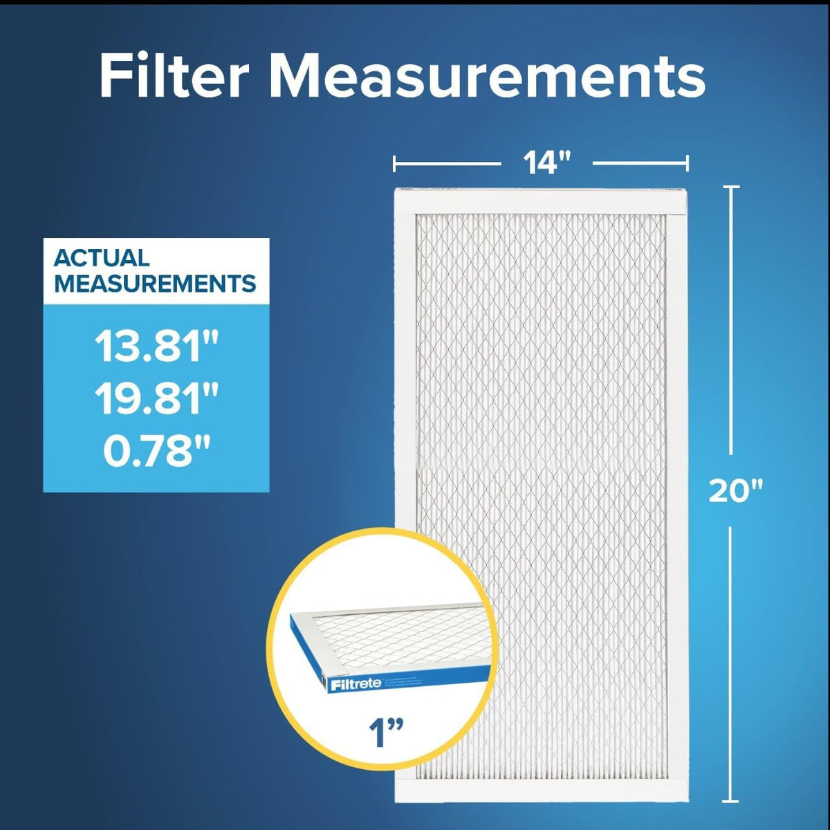 Filtrete 14x20x1 AC Furnace Air Filter, MERV 13, MPR 1900, Premium Allergen, Bacteria & Virus