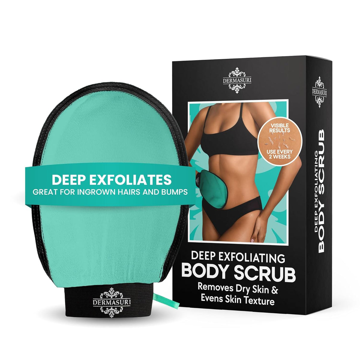 Dermasuri - Deep Exfoliating Glove - Korean Exfoliating Mitt - Body Scrubber for Shower - Buffs Dry