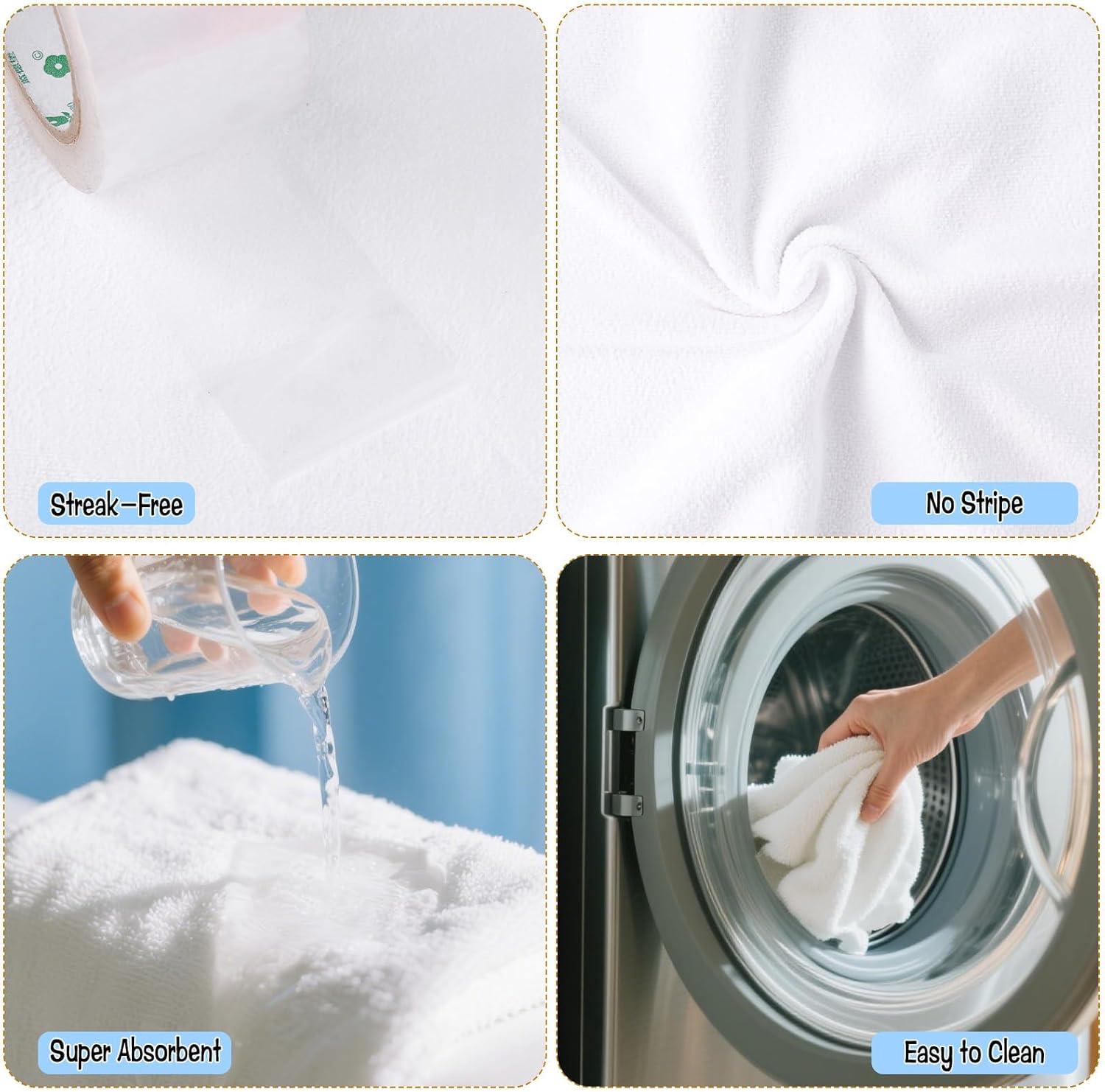 4 Pack Extra Large Microfiber Cleaning Cloths 20"x30", Lint-Free Reusable Towels for Home, Glass