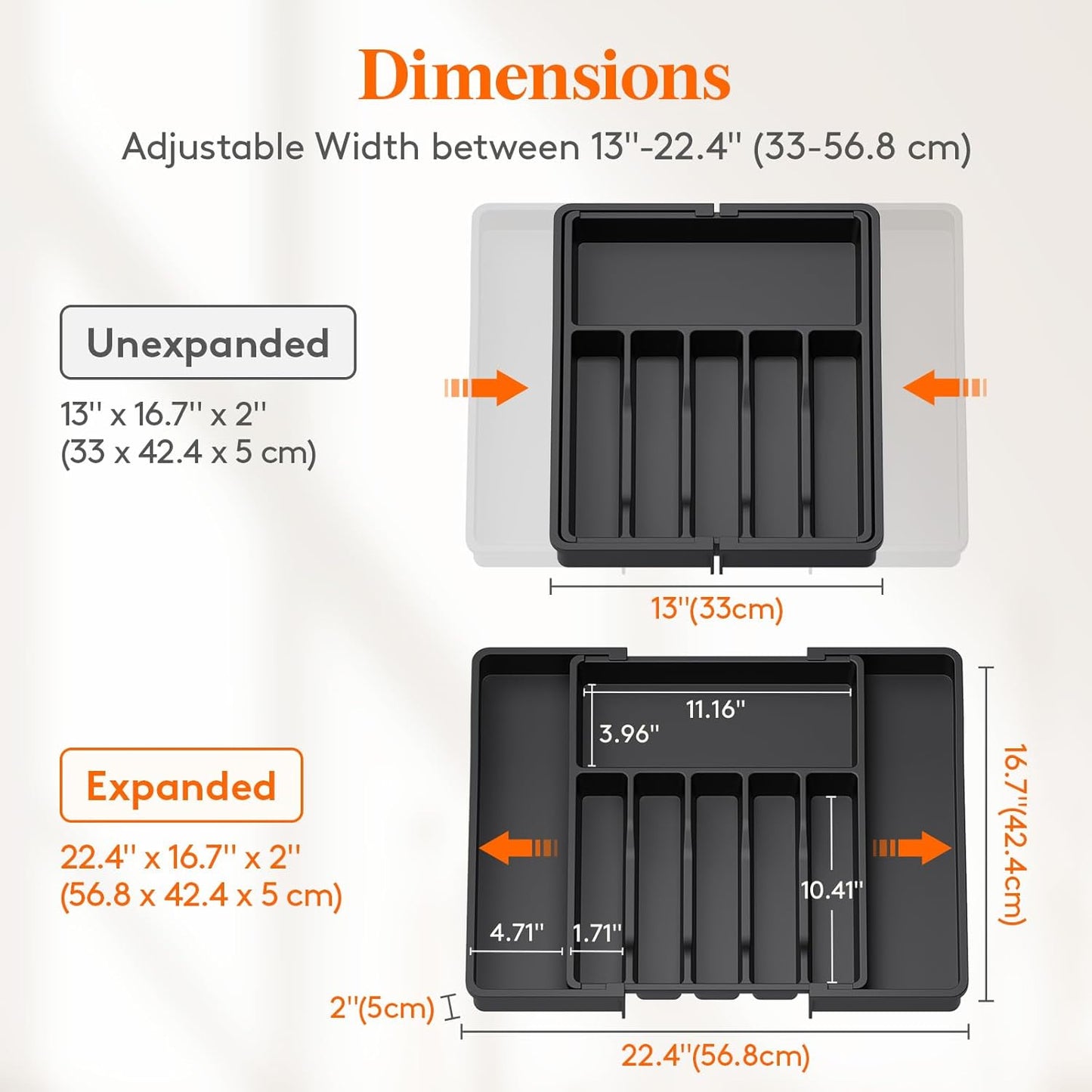 Lifewit Deep Silverware Drawer Organizer for Kitchen, Expandable Utensil Tray, Adjustable Flatware