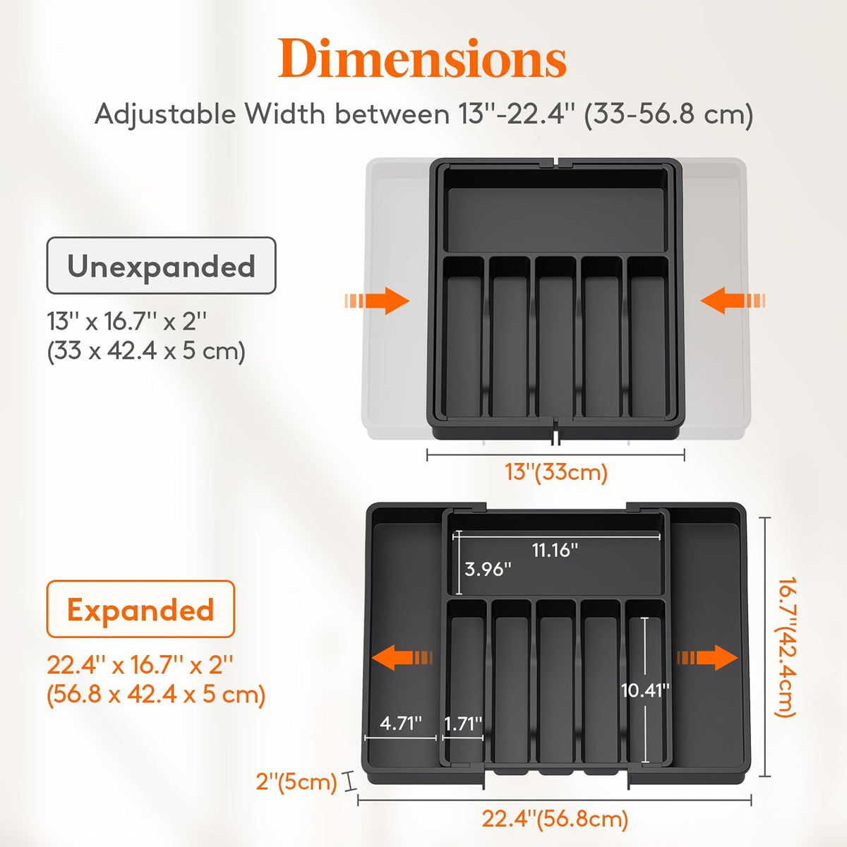 Lifewit Deep Silverware Drawer Organizer for Kitchen, Expandable Utensil Tray, Adjustable Flatware