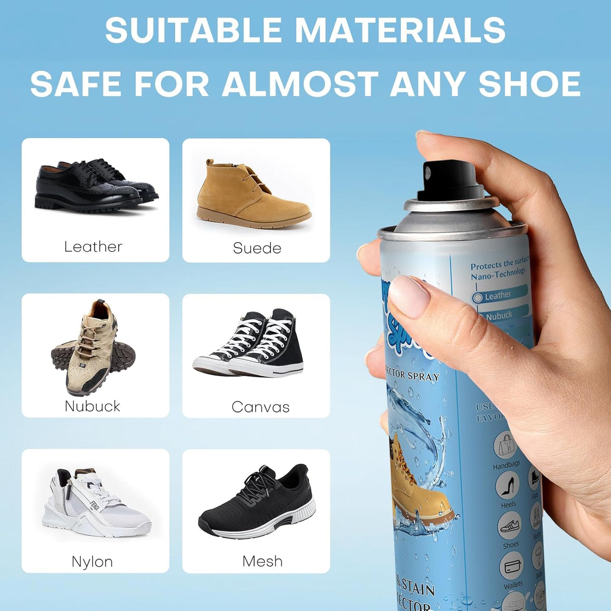 etching Shoe Protector Spray, Suede Protector Spray, Rain & Stain Waterproof Protection for Shoes