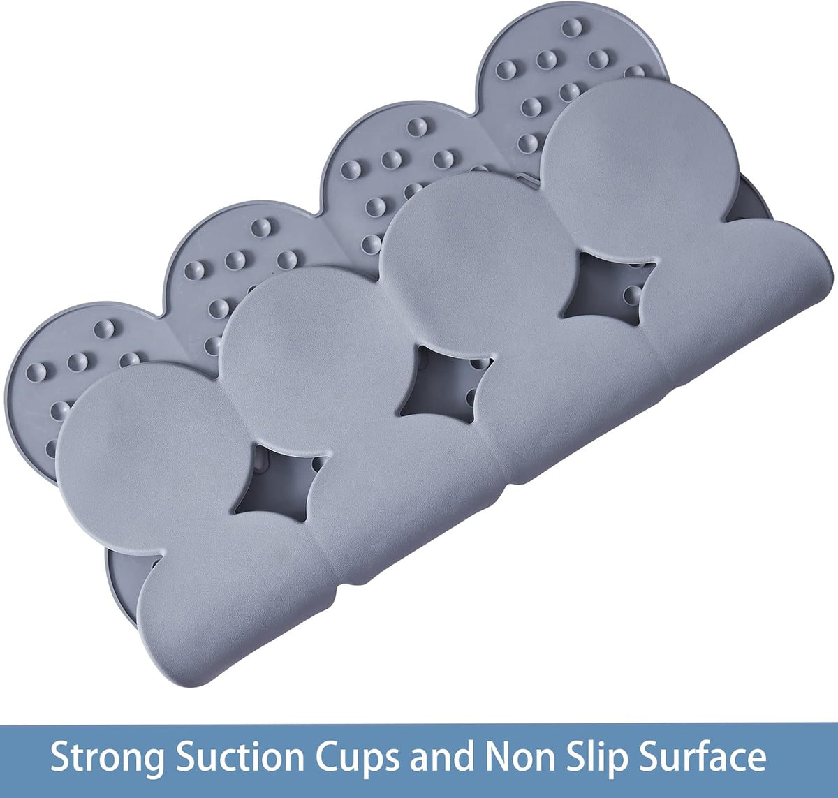 Square Shower Mat Nonslip - 2PCS Rubber Bathtub Mat with Suction Cups for Inside Shower Bathroom