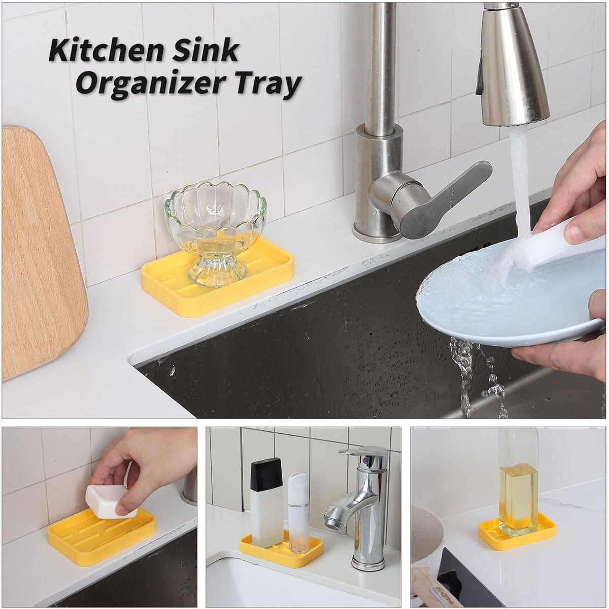 Silicone Kitchen Sink Organizer Tray for Multiple Usage,Easy Clean Sponges Holder for Kitchen