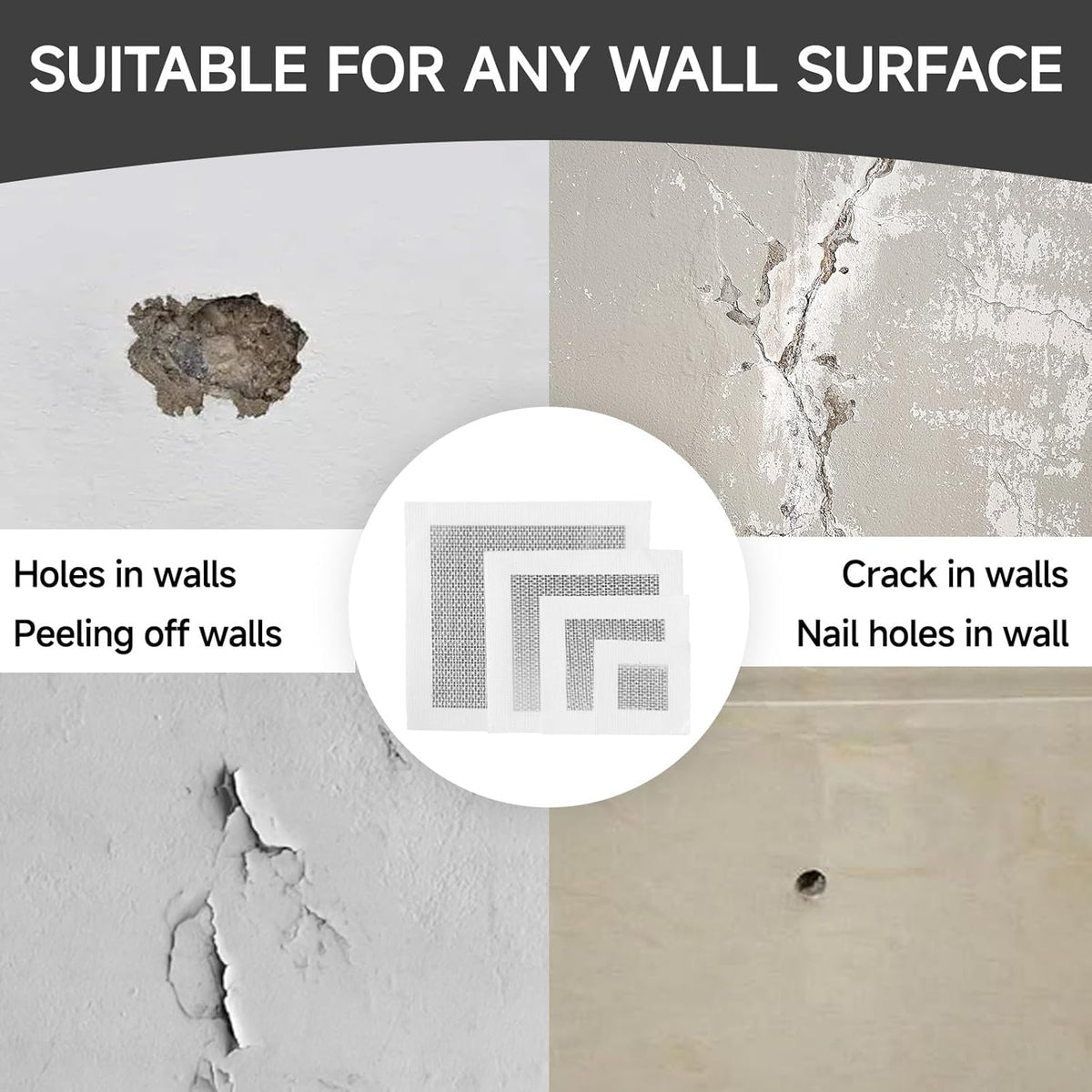 19 PCS Wall Repair Patch Kit, Aluminum Drywall Repair Patch Kit for Small/Large Holes, 2/4/6/8 Inch