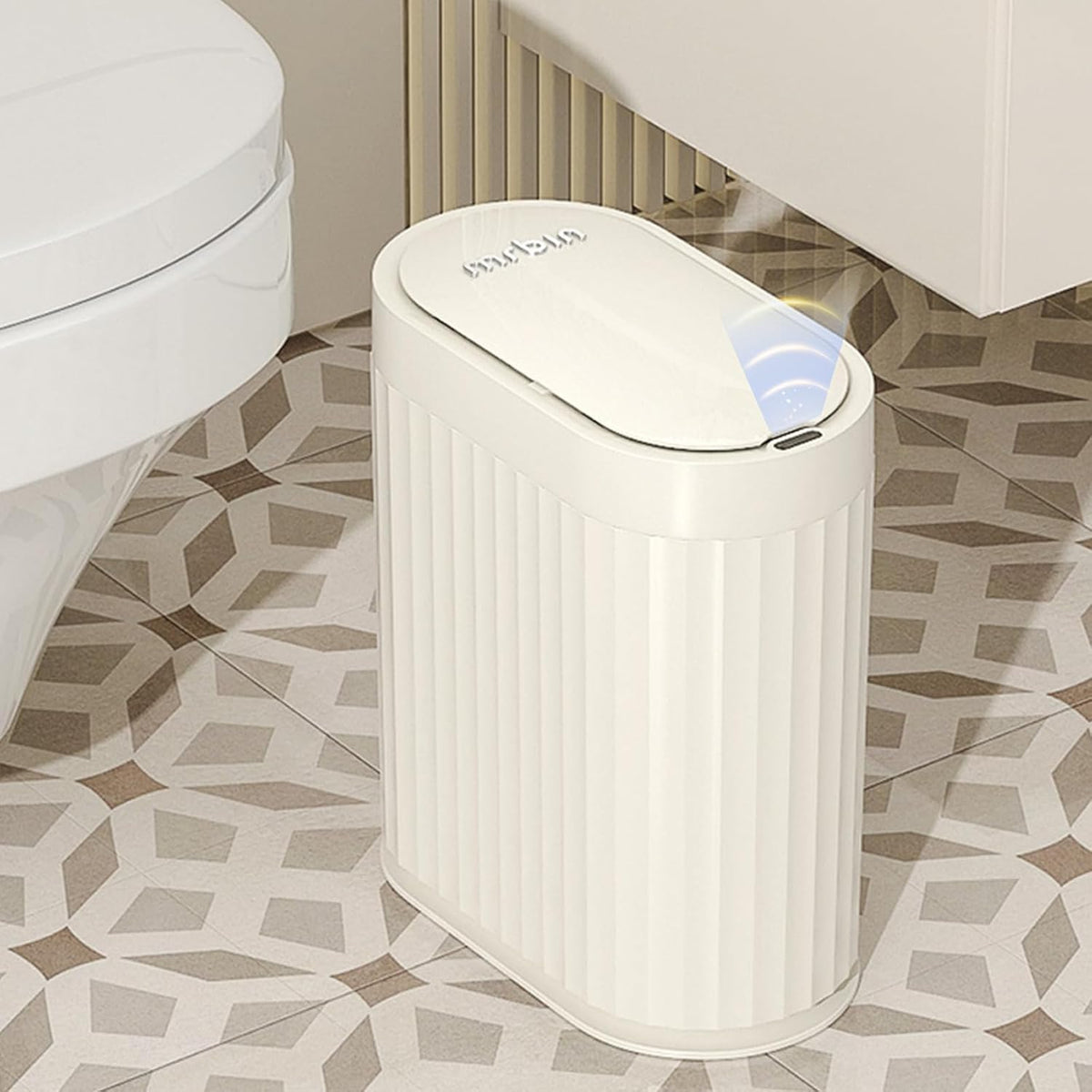 MRBIN Small Trash Can for Bathroom, Automatic Touch Less Garbage Bin with Lid, 2 Gallon Plastic