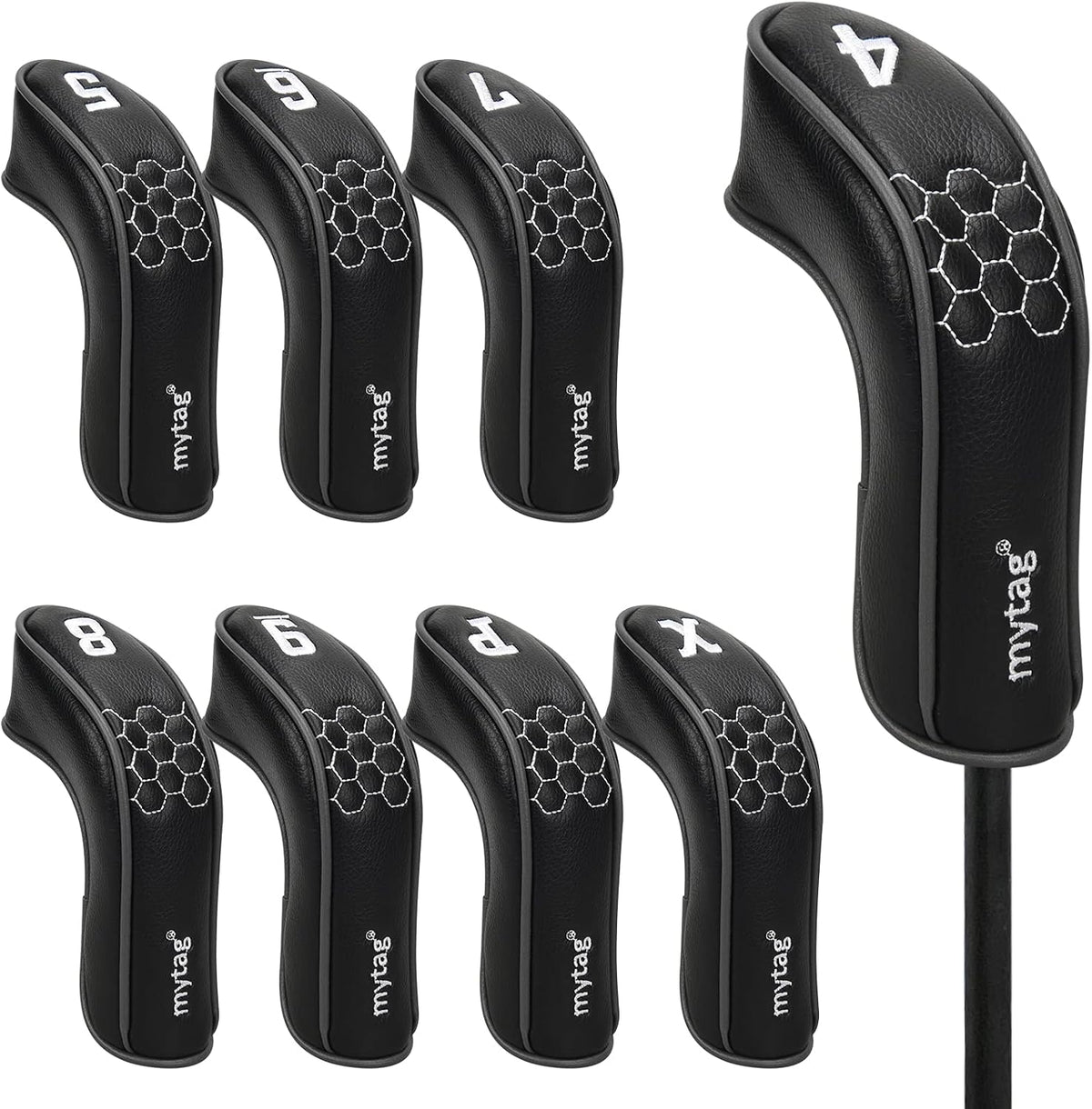 mytag 8PCS Golf Hybrid Iron Covers Set, Knit Hybrid Head Covers, Fits Cobra T Rail, Cleveland