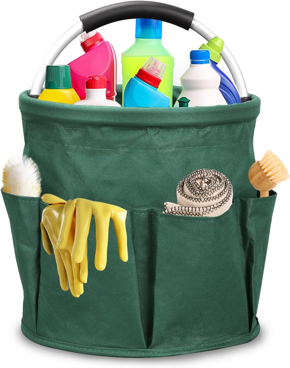 Qivine 17L Cleaning Caddy with Handle, Cleaning Supply Caddy Foldable Cleaning Caddy Cleaning