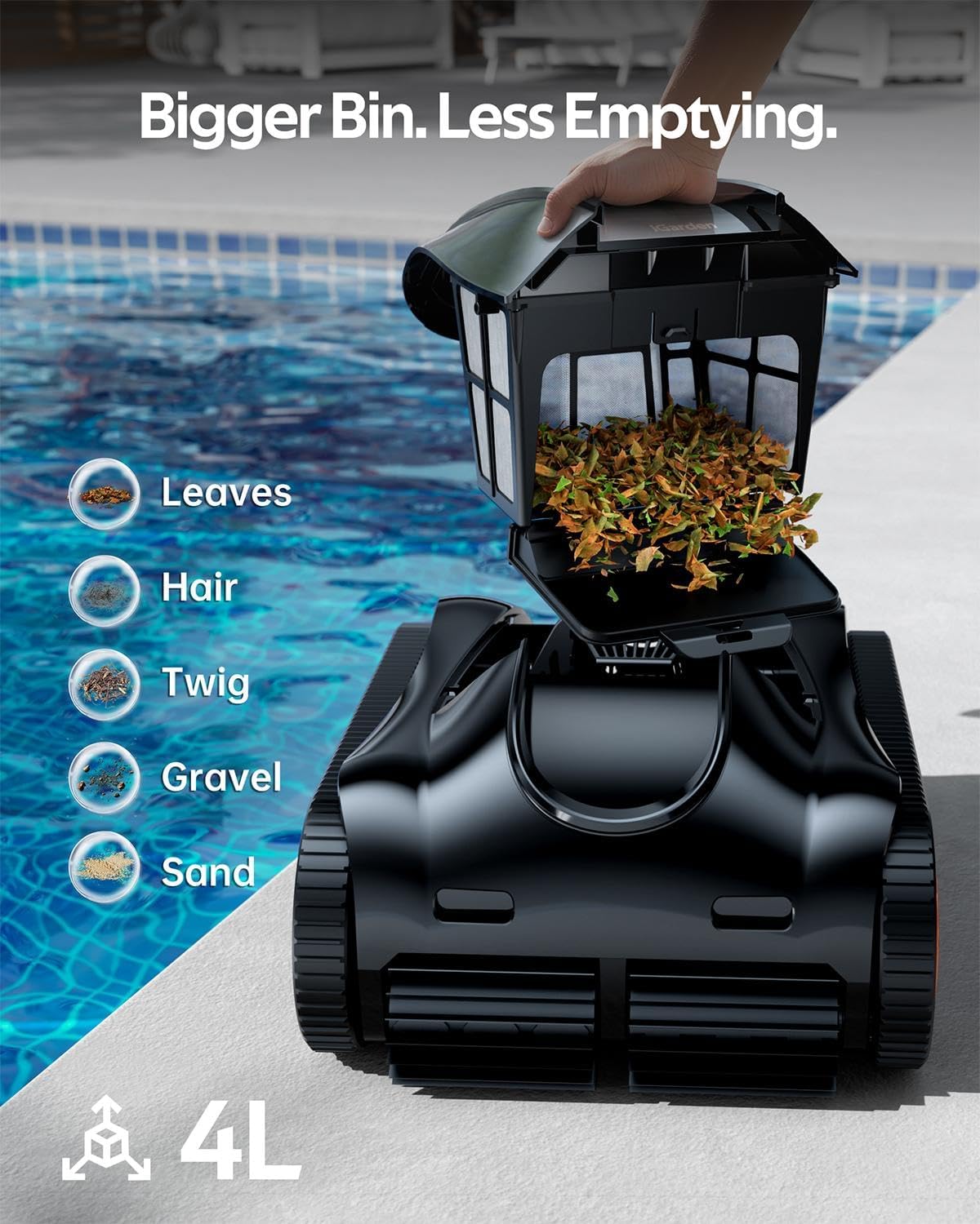 (2025 Upgrade) iGarden Pool Cleaner K60, 6H Cordless Robotic Pool Vacuum for Inground & Above