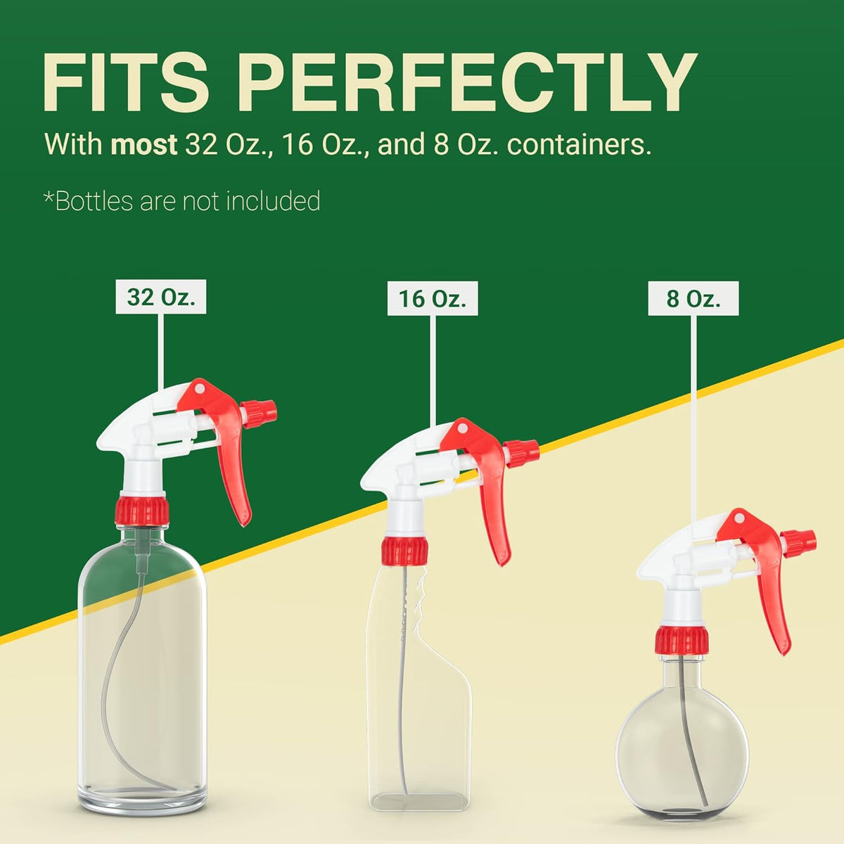 Heluva Green Spray Bottle Nozzle Replacement, Bottle Tops Only - Sprayer Nozzle Triggers for Heavy