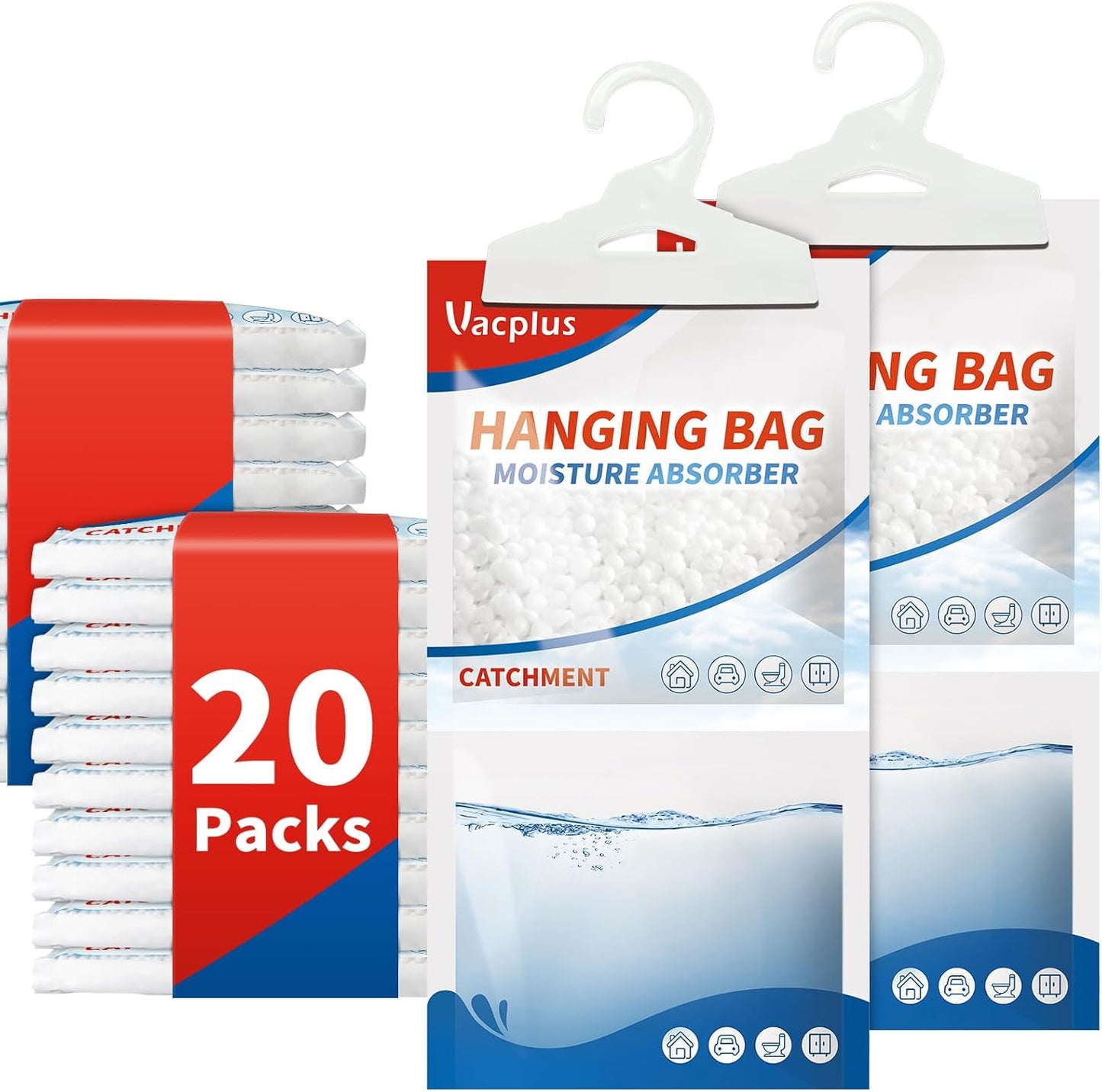 Vacplus Moisture Absorbers Packets, Fragrance Free 20 Pack, Humidity Packs, Dessicant Packets