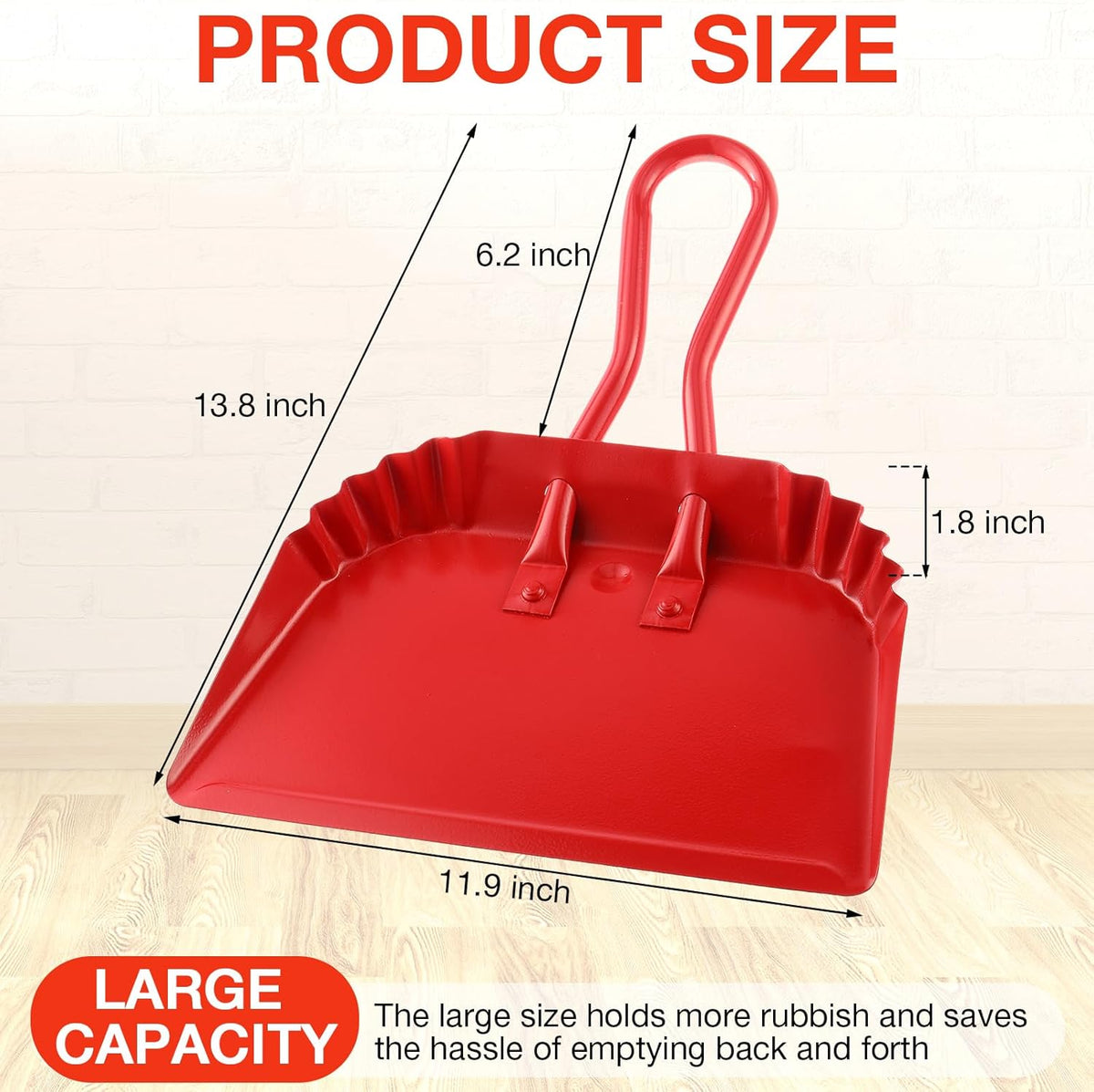 Mumufy 4 Pack 12 inch Heavy Duty Metal Dustpan Large Wide Dust Pans for Household Handheld Wide