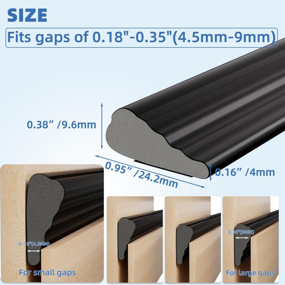 Wedge-Shape Window Weather Stripping Door Frame Seal Strip 196” Black,Upgrade Black