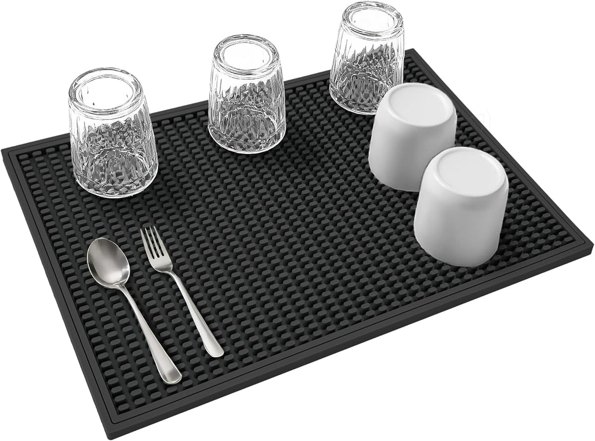 dish drying mat - 18" x 12" Black silicone drying mat , kitchen counter dish drying mats,rubber