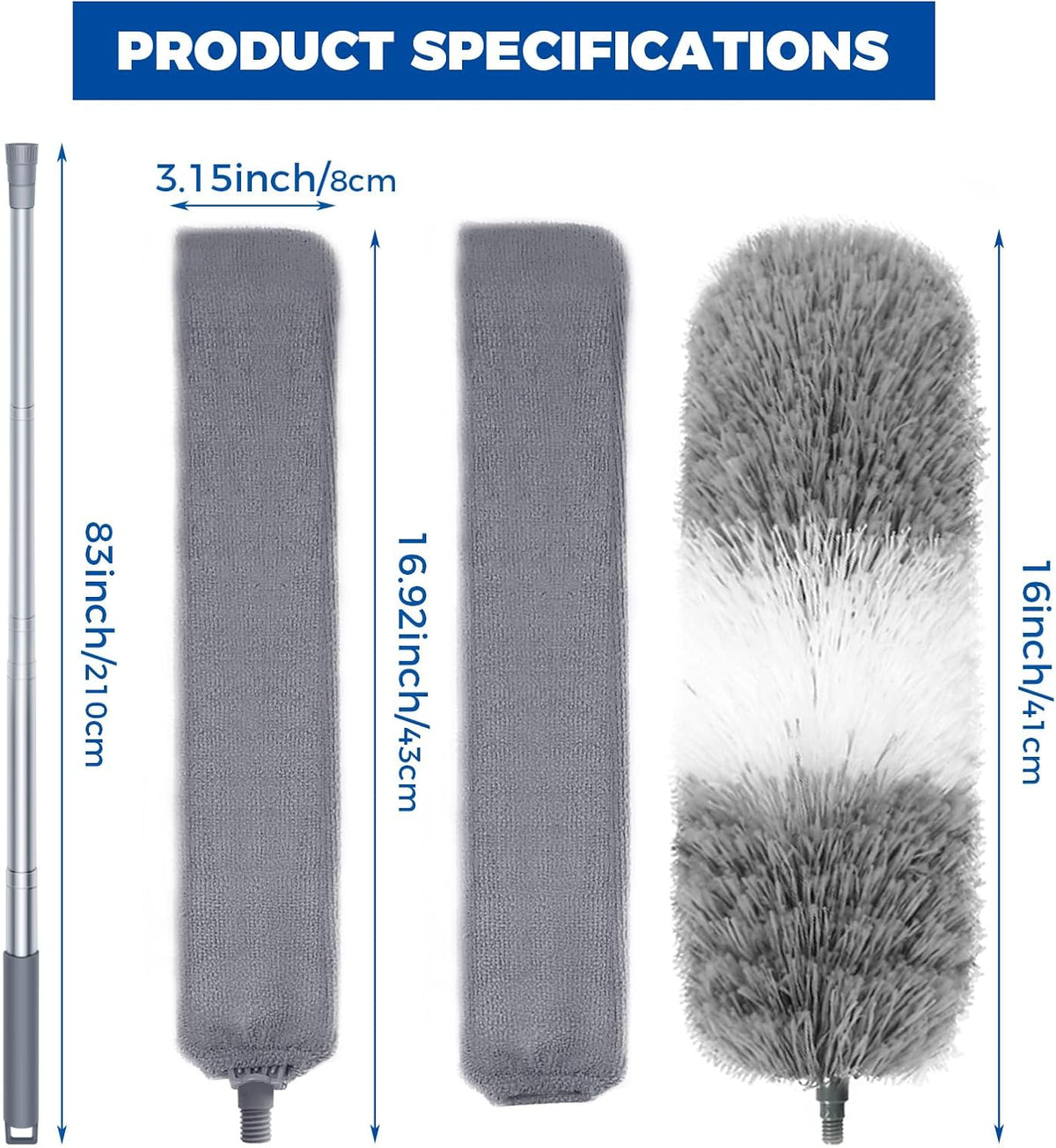 4 Pcs Dusters for Cleaning, 2 in 1 Microfiber Dusters and Retractable Gap Dust Cleaner with 1