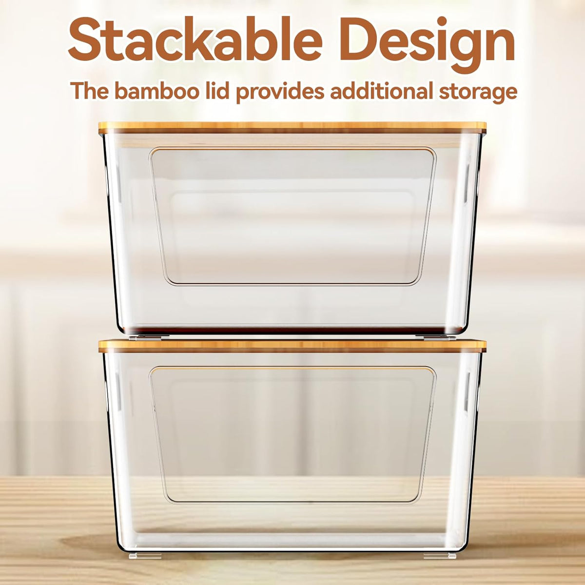 2 Pack Trash Bag Holder with Bamboo Lid, Stackable Trashbag Dispenser, Extra Large Garbage Bag
