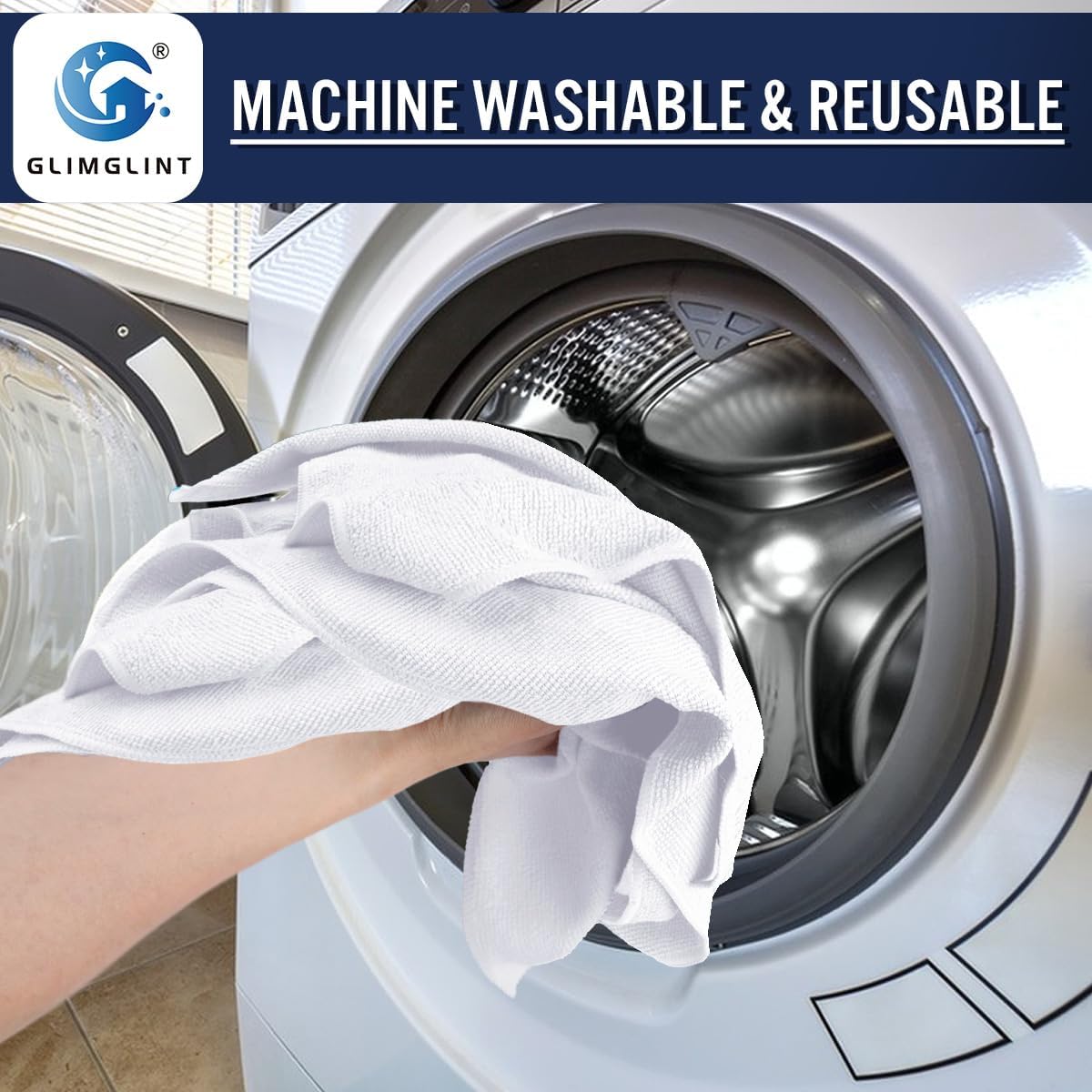 GLIMGLINT White Microfiber Cleaning Cloth, 150 Pack Microfiber Towels for Cars, Lint Free