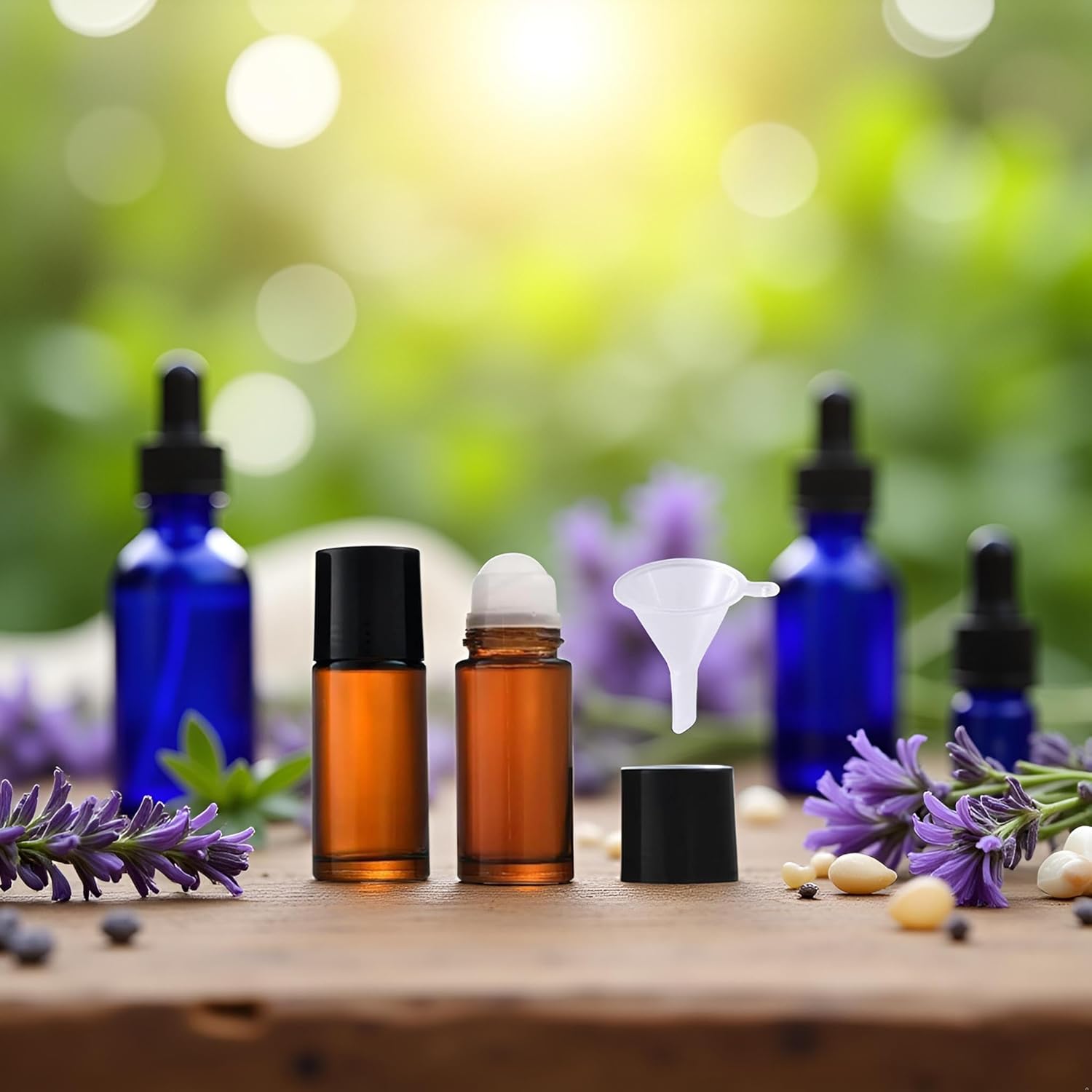 2Pcs Brown Glass Essential Oil Roller Bottles Refillable Roll on Bottles Empty Deodorant Bottle