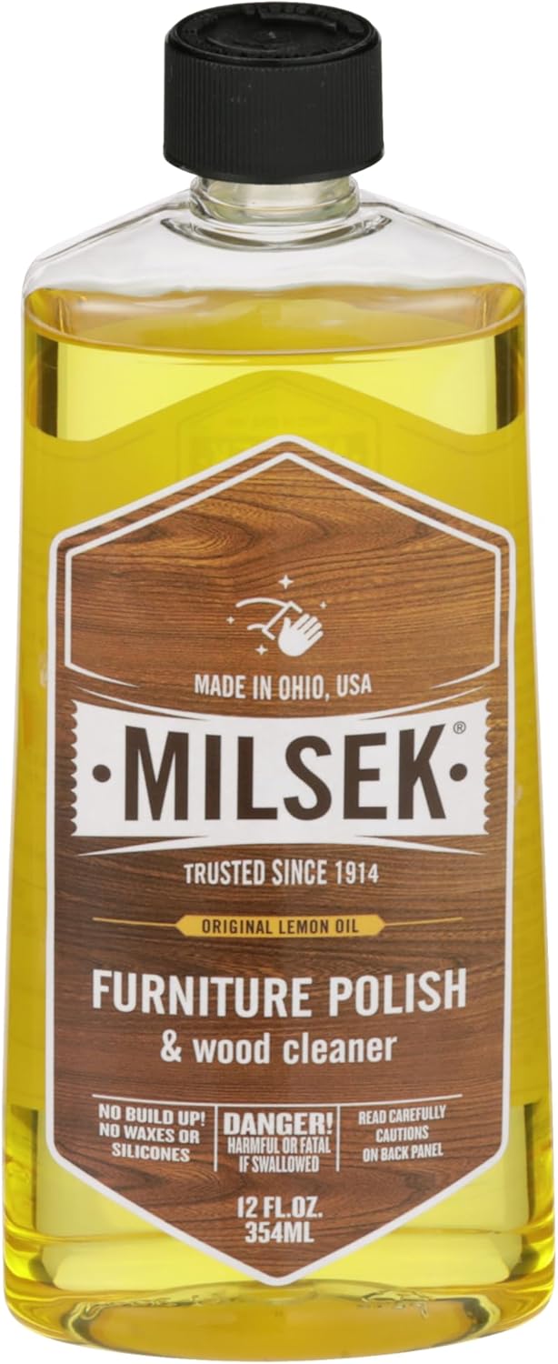 Milsek Furniture Polish and Wood Cleaner with Lemon Oil - Multipurpose Solution for Home