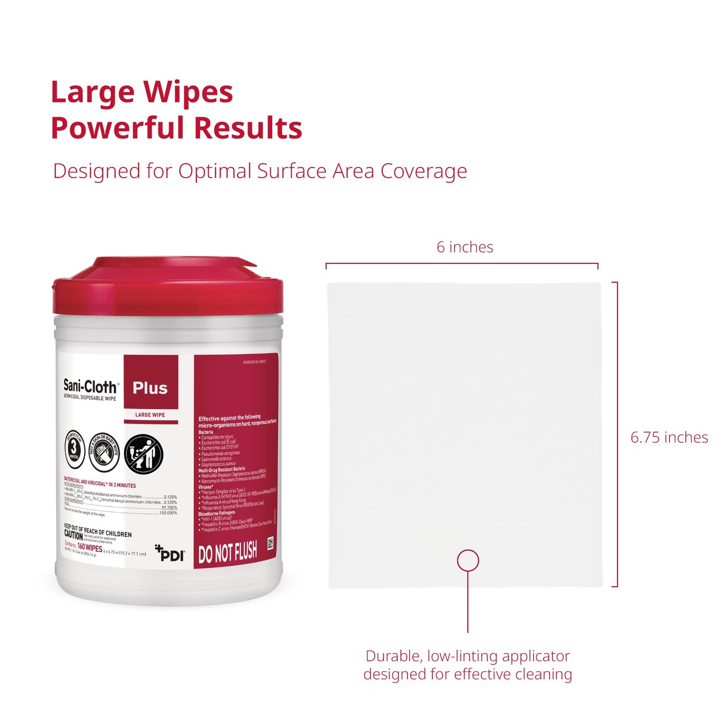 Sani-Cloth Plus Hard Surface Disinfectant Wipe, 160 Count, Q89072 - Case of 12 = 1920 Wipes
