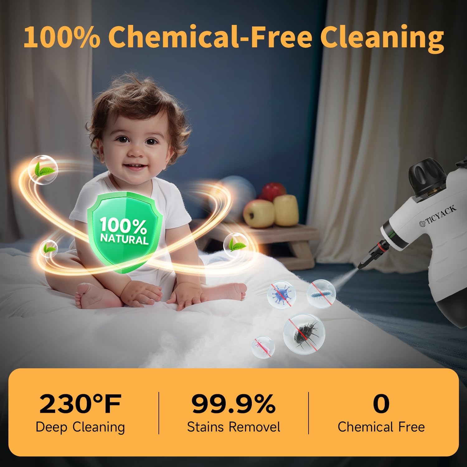 Steam Cleaner, Handheld Steam Cleaner for Home, 16-Piece Steam Cleaner Kit with Automatic Steam