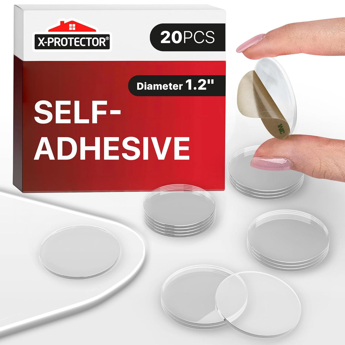 X-Protector Glass Table Top Bumpers - 20 PCS 1.2"- Self-Adhesive Glass Table Top Anti Slip Pads