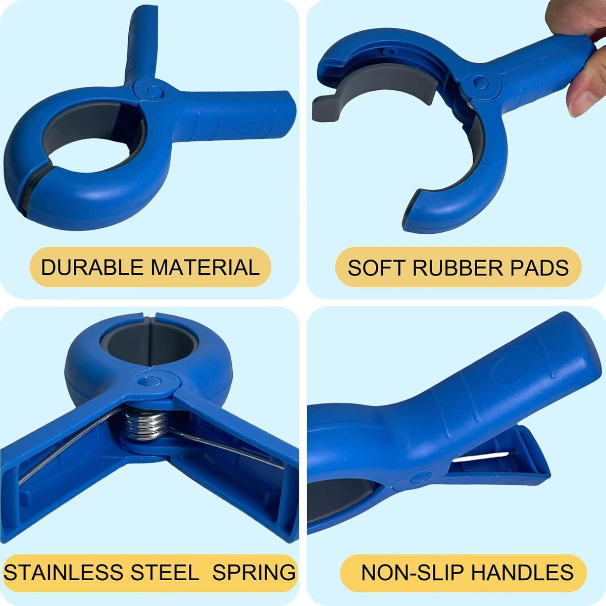 Jumbo Size Beach Towel Clips 8 Pcs, Storage Bag Included, Towel Clamps, Plastic Clothes Pegs