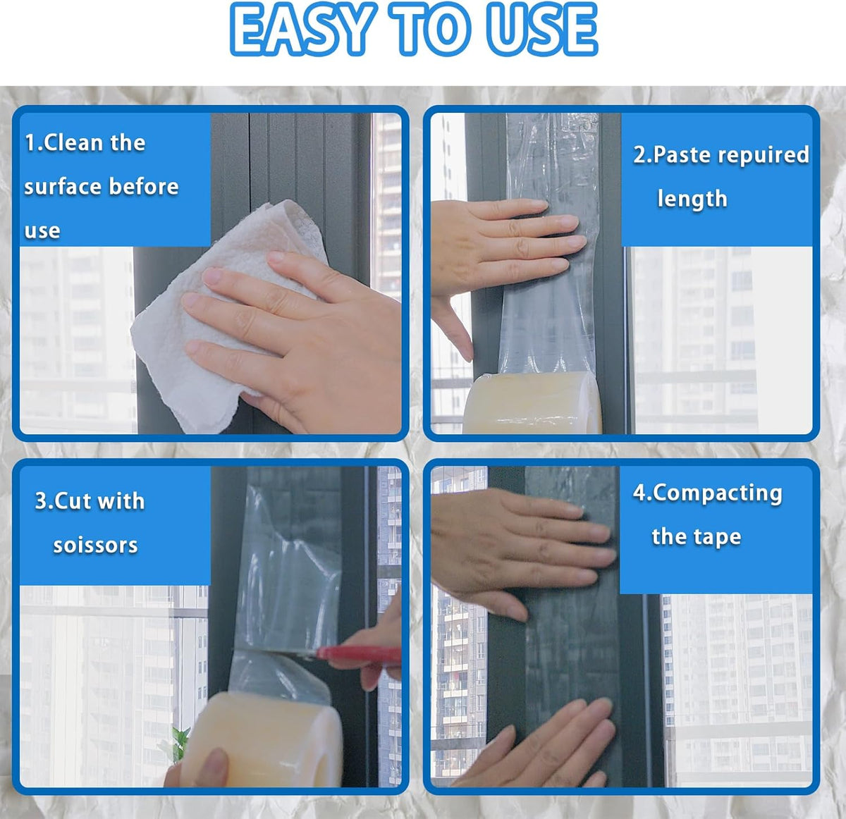 Transparent Window Weather Sealing Tape,Winter Window Seal Kit for Doors, Shower Glass Gaps,No