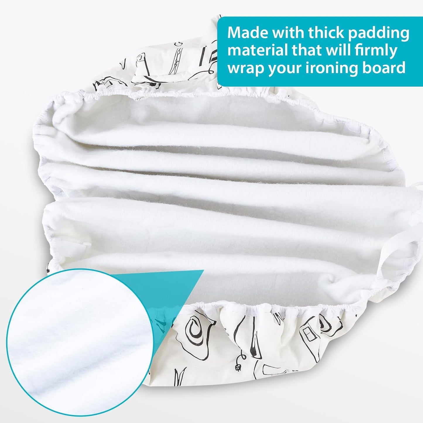 Extra Wide Ironing Board Cover and Pad 18 x 54 inch Heat Reflective with Hook and Loop Fasteners