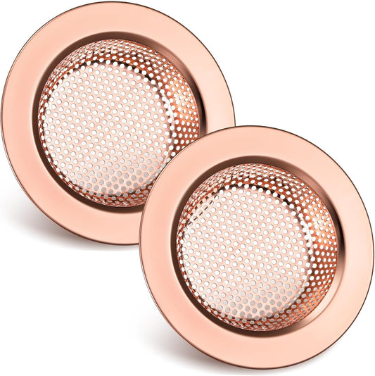 Retisee 2 Pcs Sink Strainer Stainless Steel Kitchen Sink Drain Strainer Basket Cover Mesh Hair Food