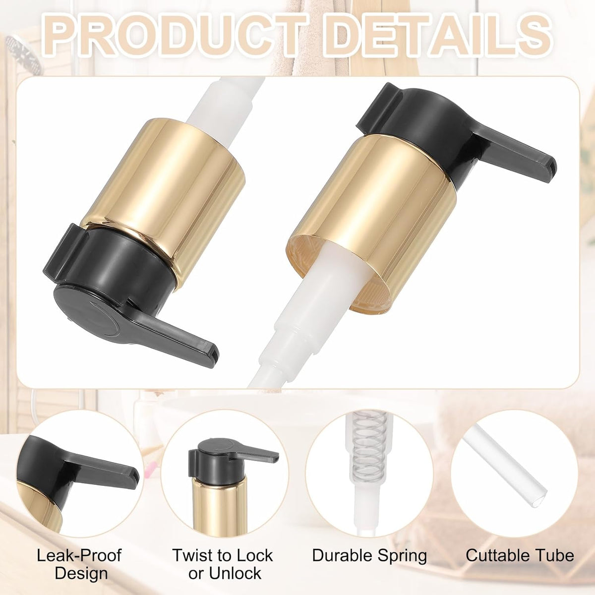 uxcell 4 Pcs Soap Dispenser Pump Heads, Hand Soap Dispensers Top Pumps Replacement Clip-on Pumphead