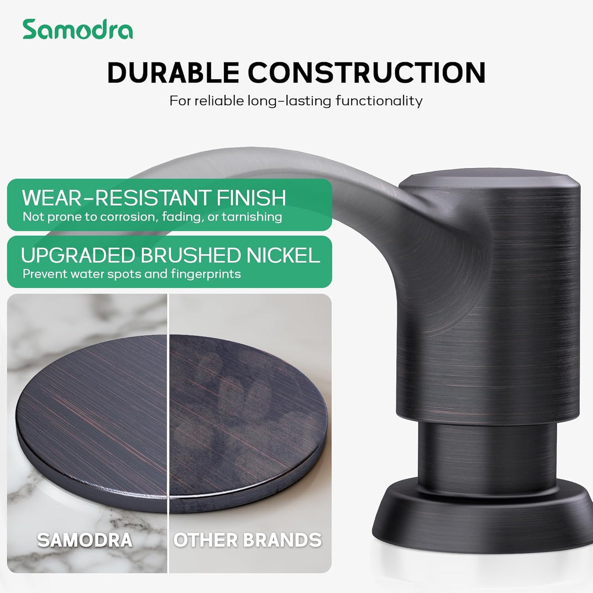 SAMODRA Built-in Kitchen Sink Soap Dispenser with Extension Tube Kit - Oil-Rubbed Bronze Finish