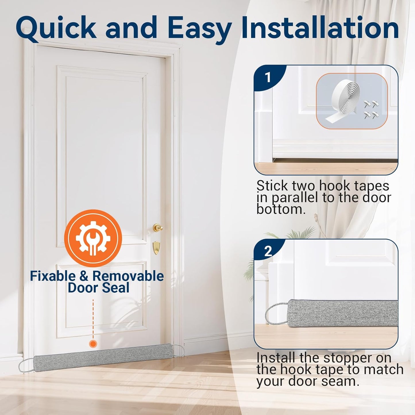 Door Draft Stopper for Bottom of Door, 36’’ Heavy Duty Under Door Draft Blocker Gap Filler, Door